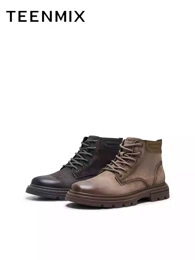 Tianmeiyi mùa đông phong cách mới trung tâm mua sắm cùng phong cách giày bảo hộ lao động đa năng ngoài trời cổ điển giày bốt da nam ngắn 3YP01DD4