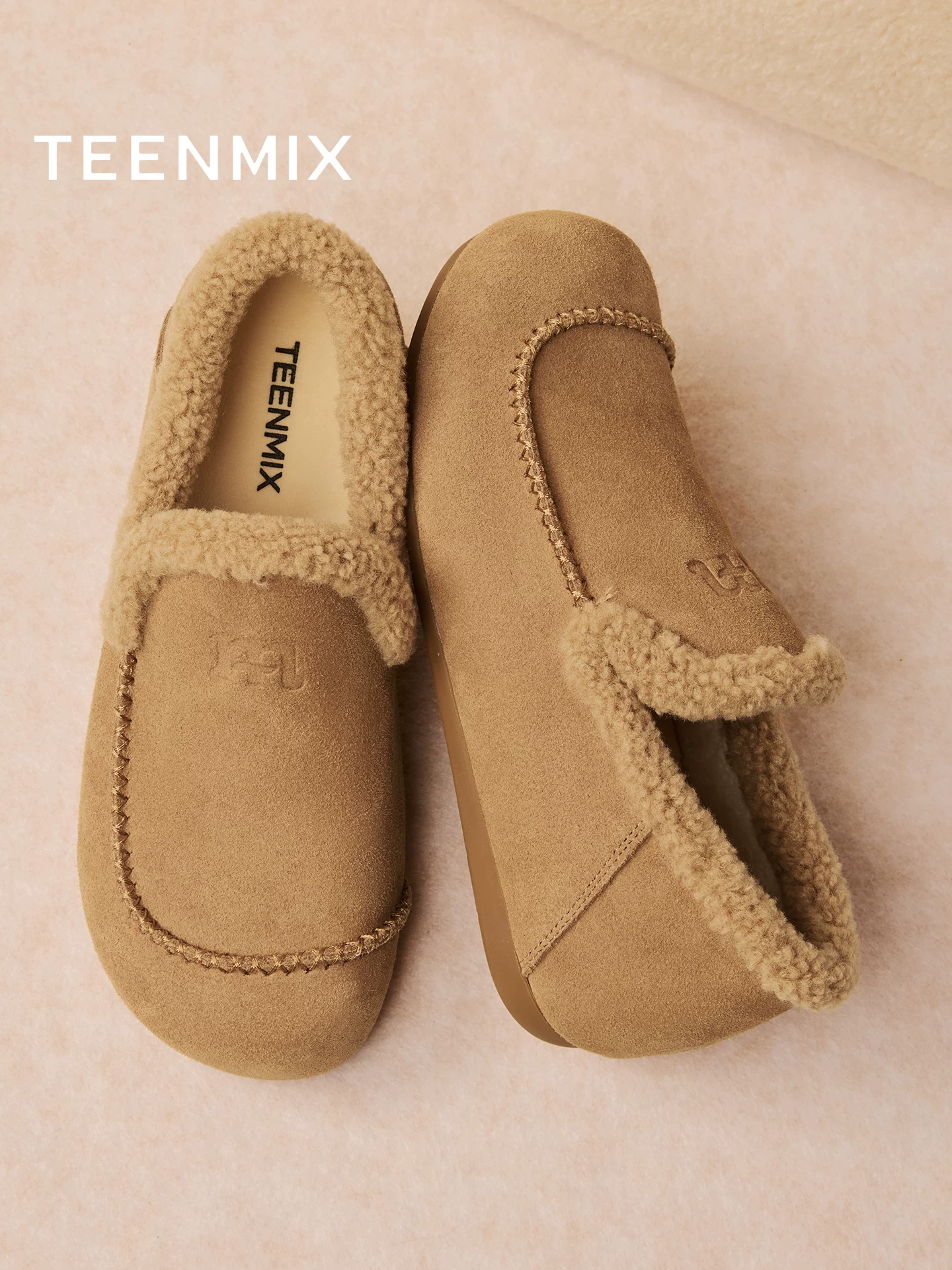 Giày nhung đế dày cổ điển Tianmeiyi, giày cotton, ủng nữ, bốt ngắn, mẫu mới mùa đông 2025 KMZ25DQ5