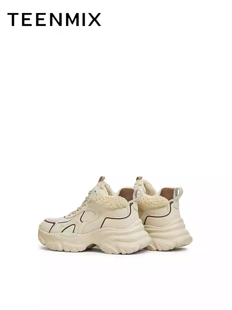 Giày thể thao đế dày tăng chiều cao Tianmeiyi dành cho nữ, giày thường cổ cao lót lông cừu, mẫu mùa đông mới BK171DD4