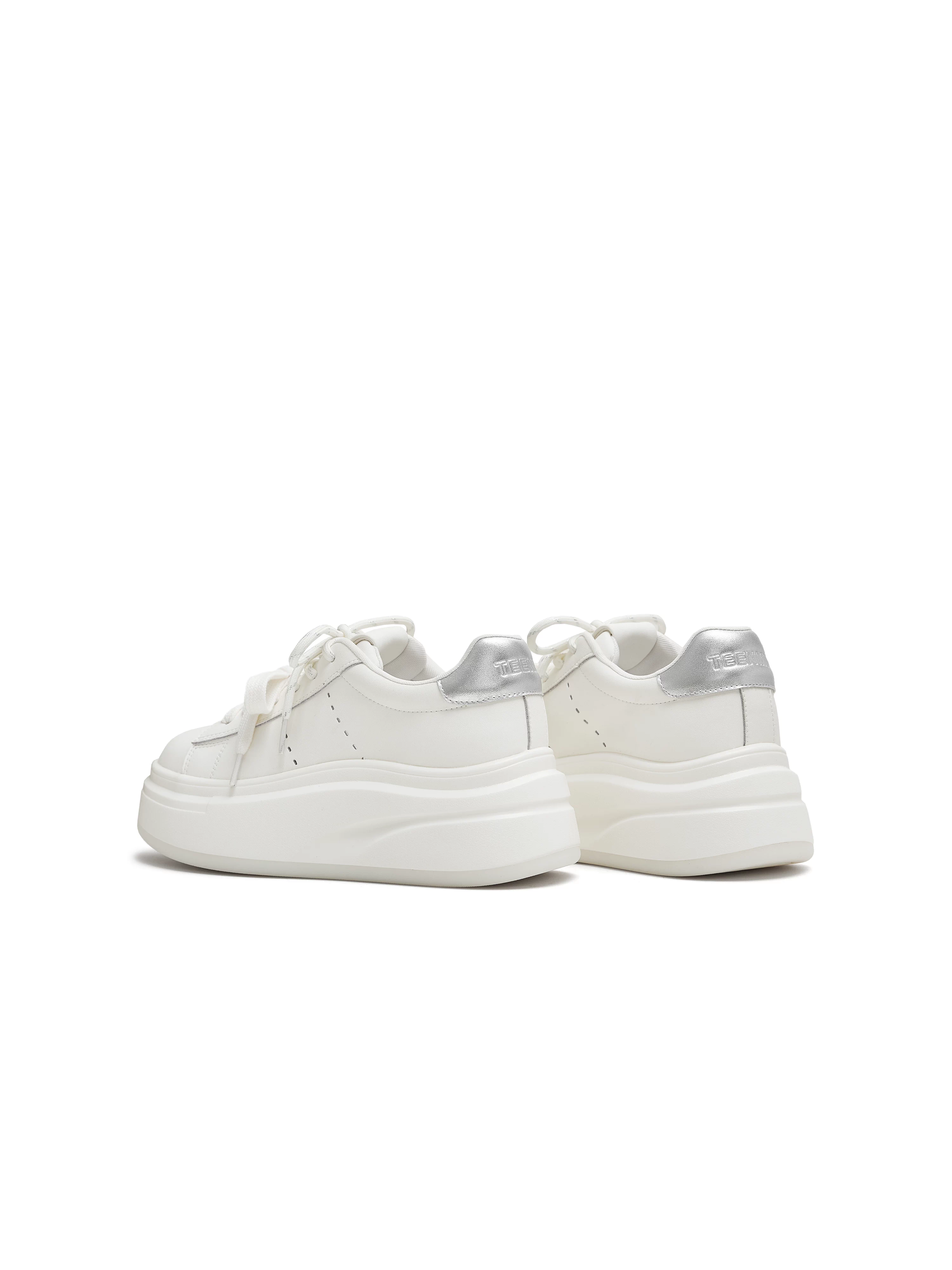 Giày thể thao nữ Tianmeiyi đế dày tăng chiều cao, dây giày đôi, màu trắng, kiểu dáng thể thao, mùa thu 2025, mẫu mới KB089CM5