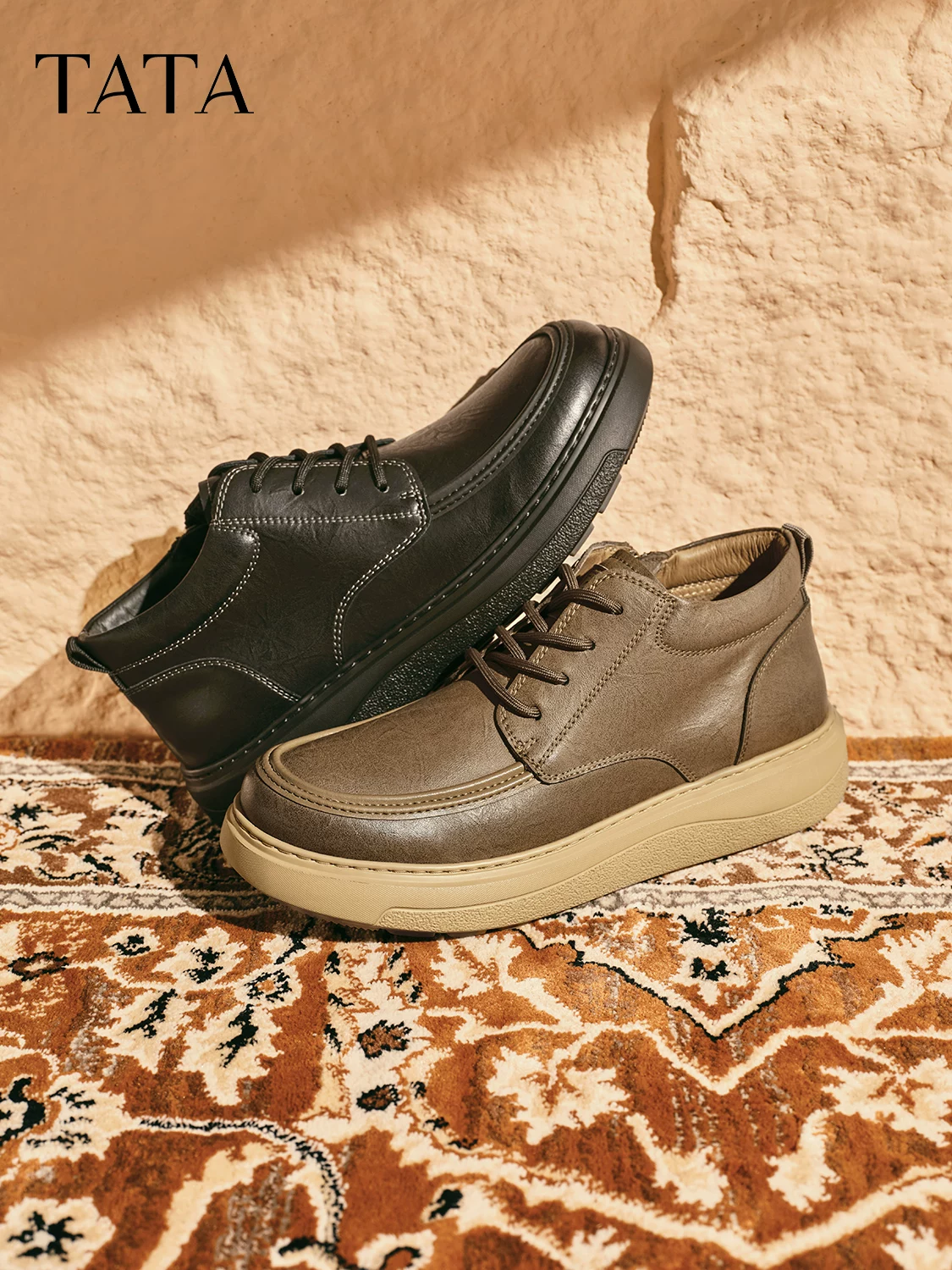 Giày Công Sở Nam TATA 2025 Giày Thường Ngày Đa Năng Mùa Đông Giày Bốt Martin Đế Dày Cổ Thấp VPZ01DD5