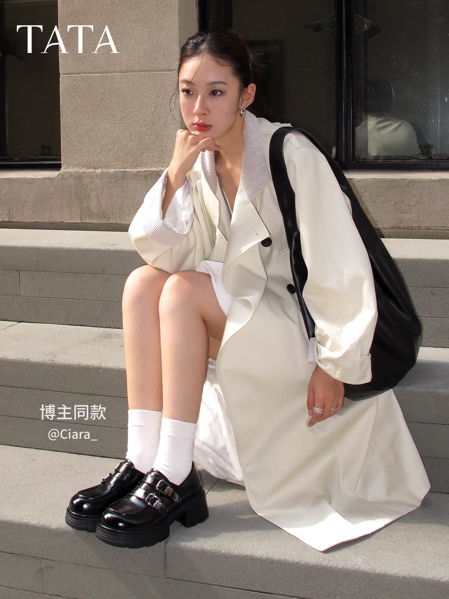 TATA giày lười dành cho nghệ sĩ piano của anh ấy/phụ nữ giày da đế dày phong cách Anh quốc giày đơn giày Oxford lót lông cừu CHY08AM6