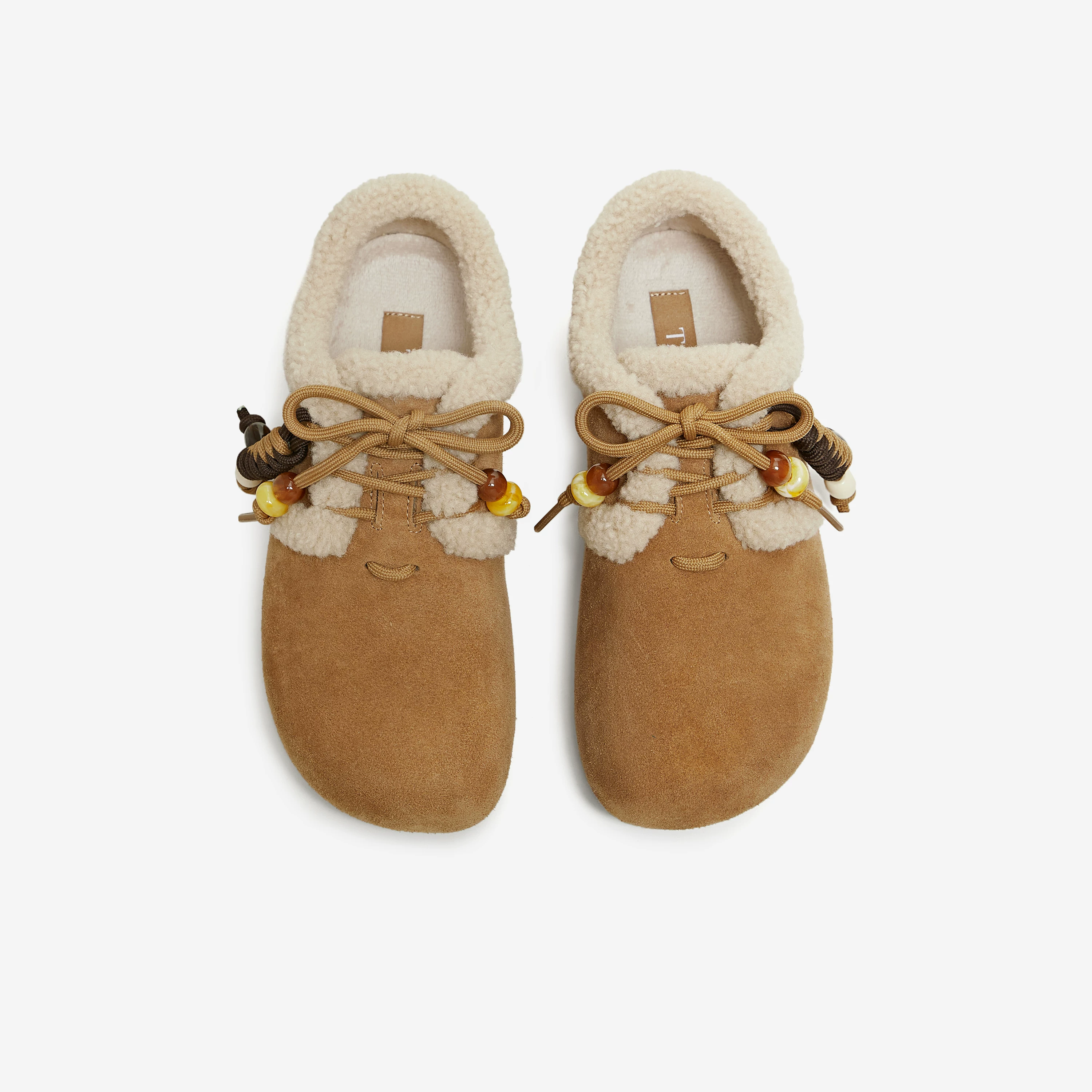 Giày Nữ TATA 2025 Mùa Đông Mới Giày Cotton Đa Năng Giày Lông Thú Sang Trọng Ấm Áp Giày Birkenstock Y2W01DM5