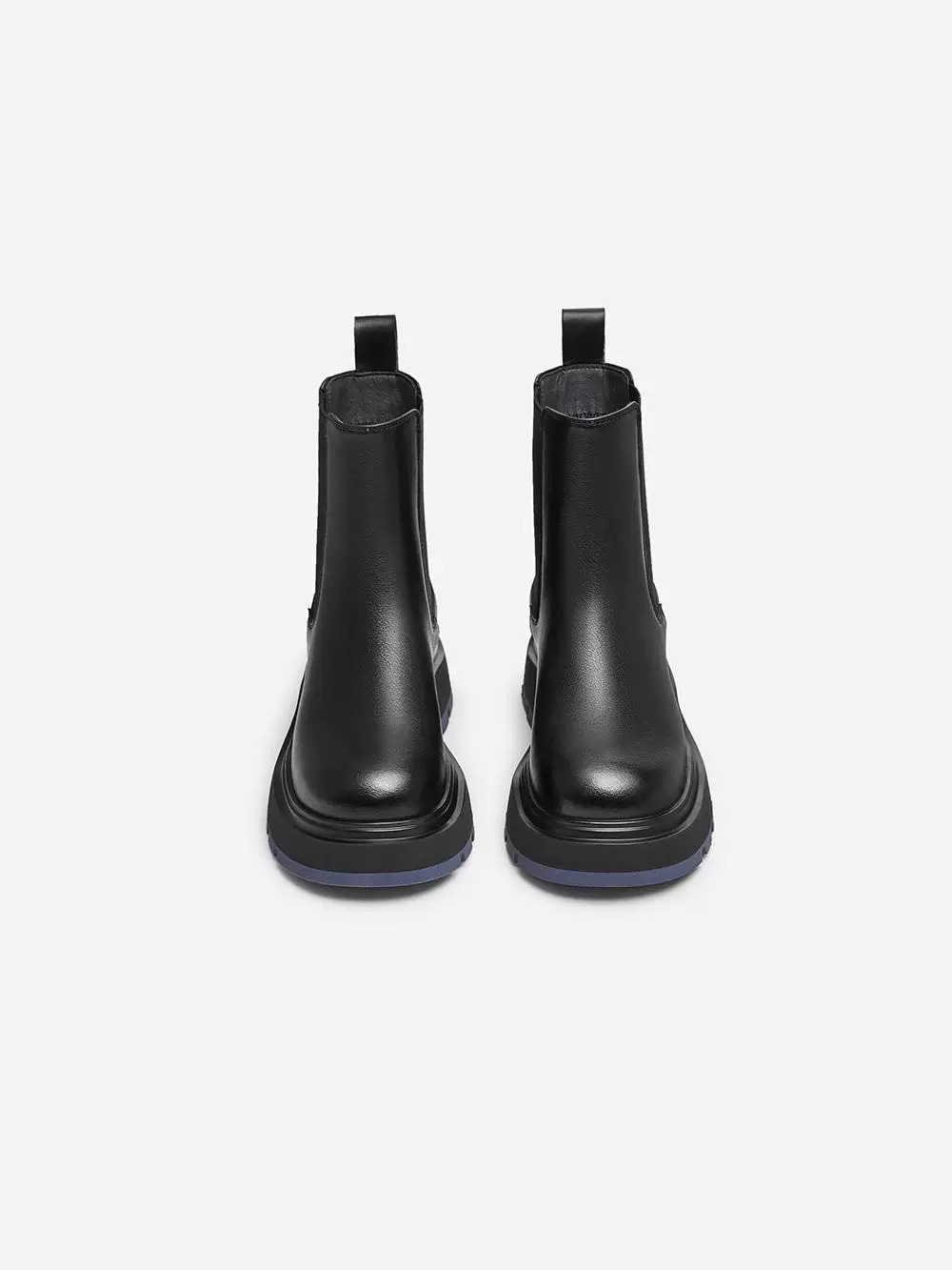 Giày bốt Chelsea đế dày TATA Giày bốt nữ phối màu Giày bốt hình trụ giảm béo mùa đông Mẫu mới WJZ03DD4