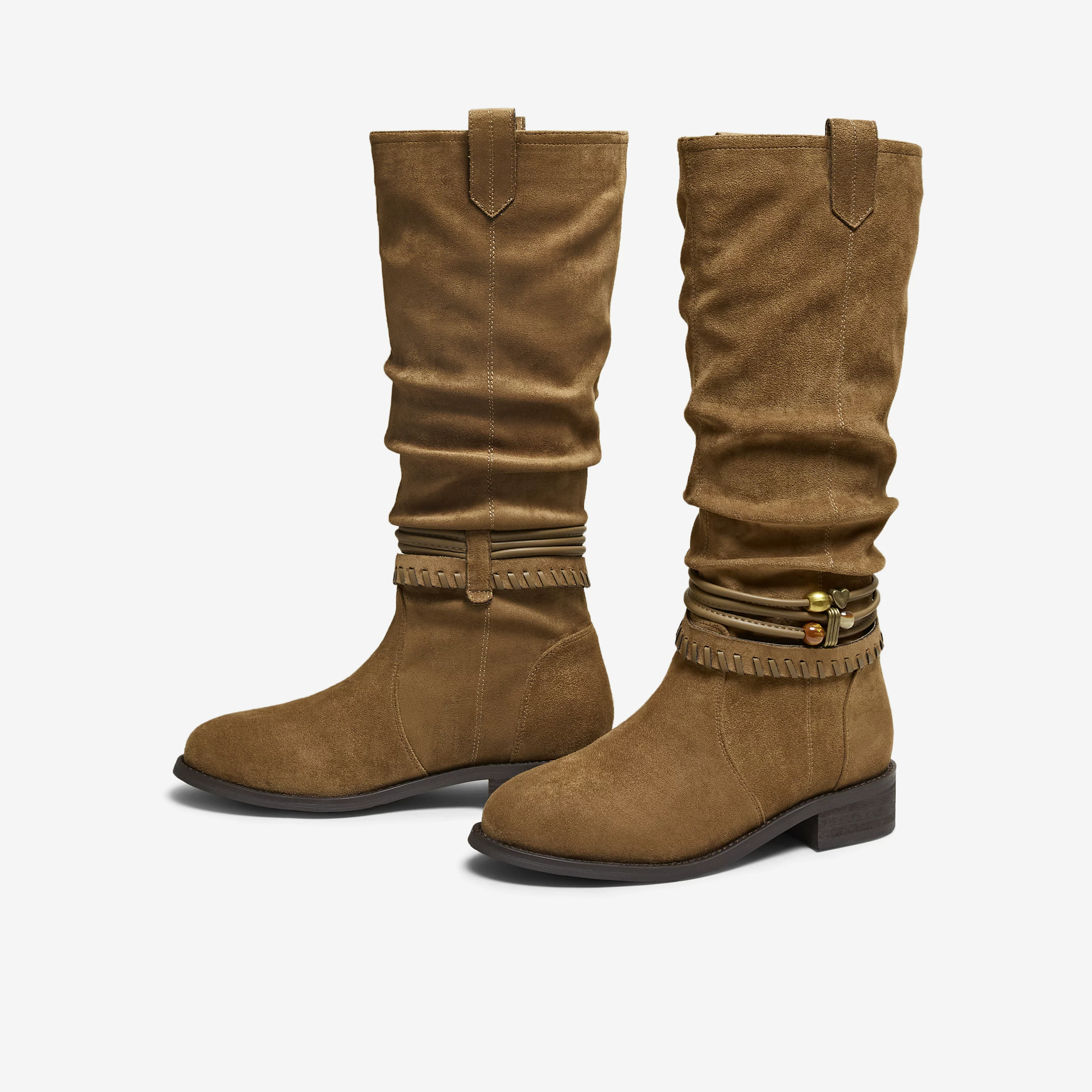 Giày bốt dài nữ TATA 2025 Giày bốt phương Tây mới mùa đông Giày bốt thời trang đa năng Giày bốt đi ngoài trời CKU01DG5