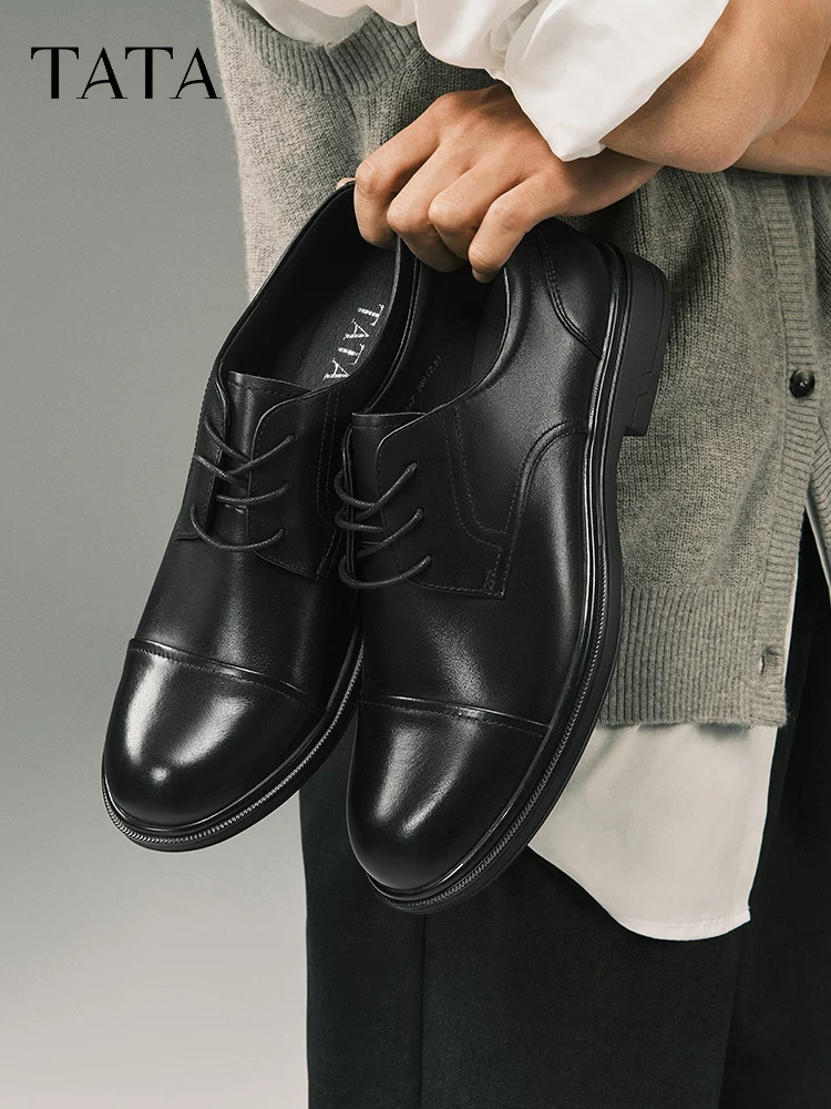Giày da công sở nam TATA da thật giày cưới chú rể giày derby mùa xuân 2025 mới 210A2AM5