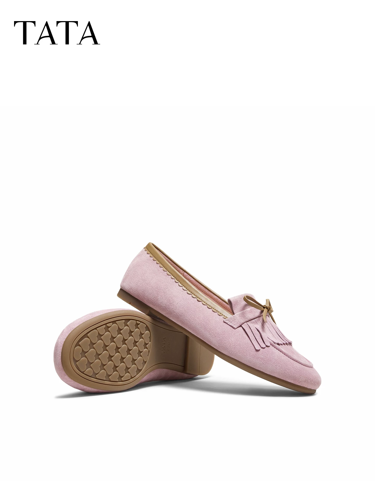 Giày nữ TATA 2025 Mẫu mới mùa đông kiểu lười thời trang, mũi tròn, đế thấp YVT01CQ5