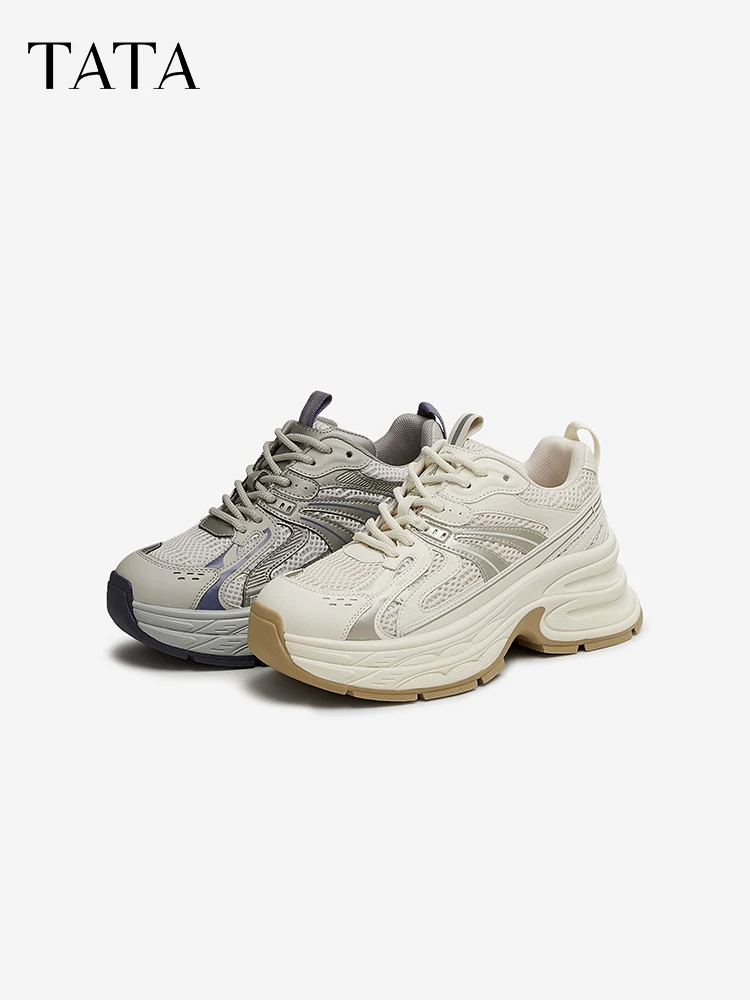 Giày bố đế dày TATA retro dành cho nữ, giày thể thao đế xuồng nhẹ, kiểu dáng mới 2025 GRE01AM5