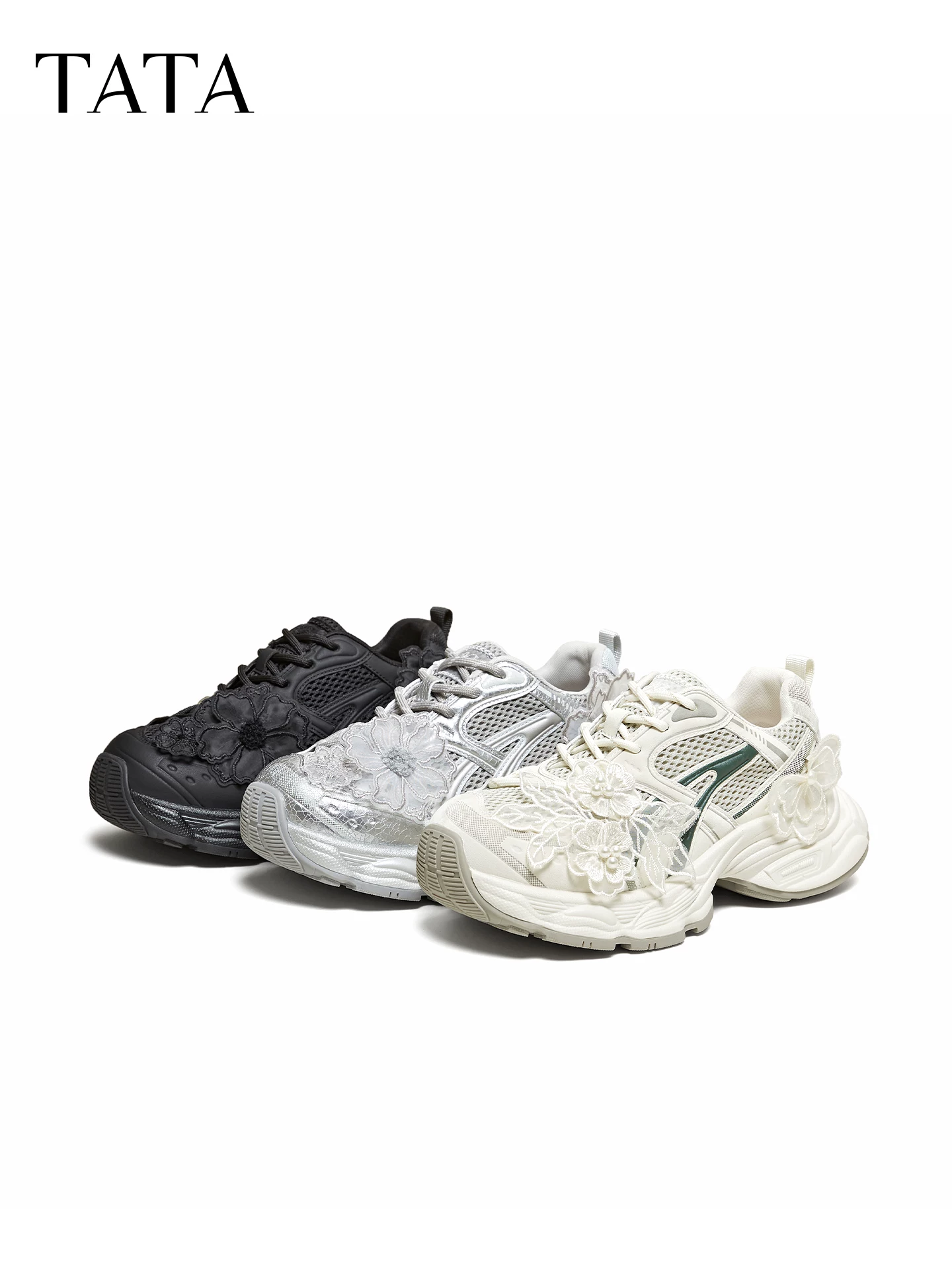 Giày Nữ TATA 2026 Mùa Xuân Mới Giày Thể Thao Thông Thường Đa Năng Đế Dày Tăng Chiều Cao Giày Bố CKY01AM6
