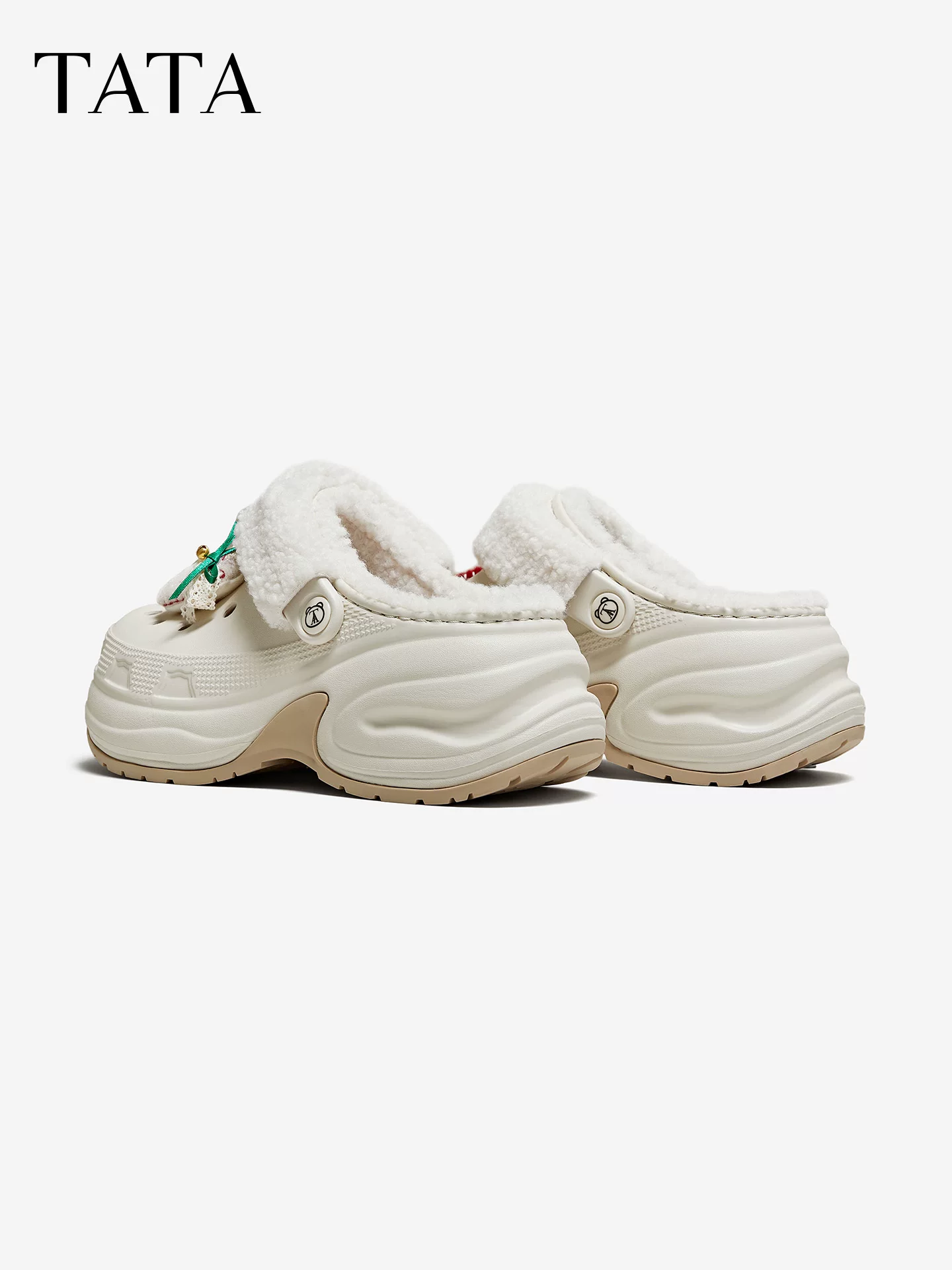 Giày bốt nữ TATA bằng vải cotton sang trọng, giày bốt đi tuyết, giày thường, đế dày, mũi kín, guốc lông CM903DH5