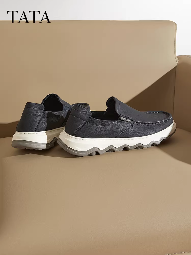 Giày lười nam TATA, giày da công sở thường ngày, giày bố da thật, mẫu mới xuân 2025 OER01AM5