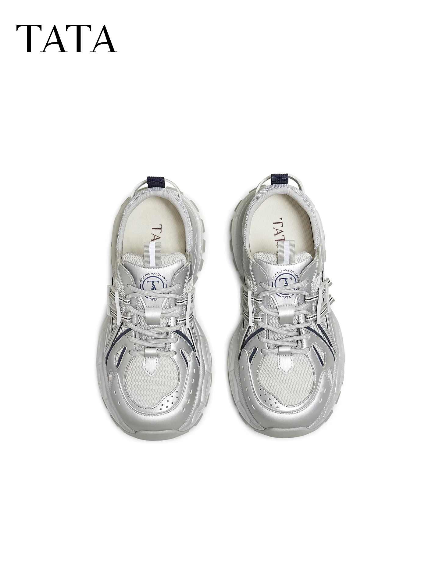 Giày thể thao TATA Dad Shoes 2026 Xuân Mới, đa năng, tăng chiều cao, đế dày, kiểu dáng thường ngày CLB01AM6