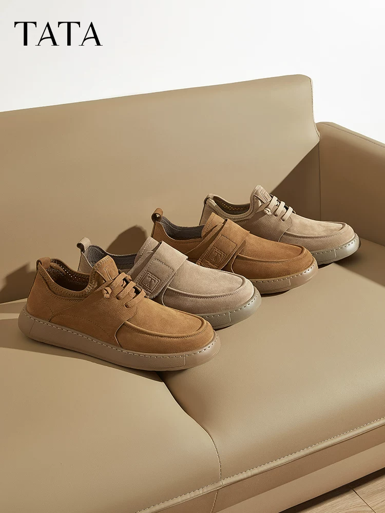 Giày nam TATA phong cách Anh quốc màu nâu giày công sở giày da nam thoáng khí da thật giày công sở nam 2025