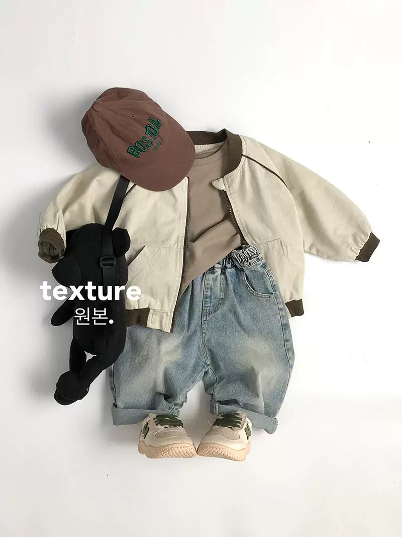 Dễ thương~màu xanh cổ điển~Quần jean in hình hoạt hình phong cách Hàn Quốc mùa xuân thu cho trẻ em, quần ống rộng sành điệu cho bé trai và bé gái.