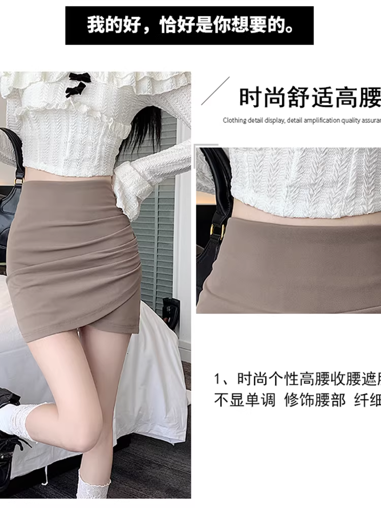 Váy bất đối xứng nữ xuân hè 2025, váy bút chì cao eo ôm hông, váy ngắn thời trang và quyến rũ