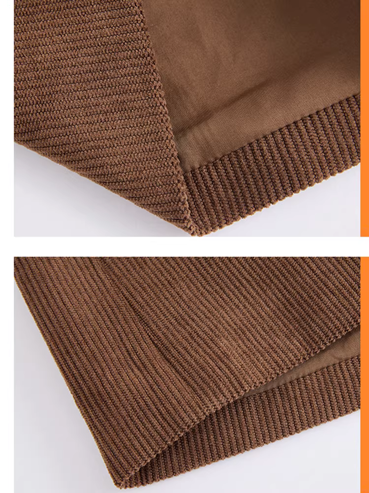 Quần short nhung tăm màu nâu dành cho nữ, kiểu mới thu đông 2025, quần váy nhung tăm, kiểu giả hai mảnh, quần ống loe cạp cao dành cho nữ.