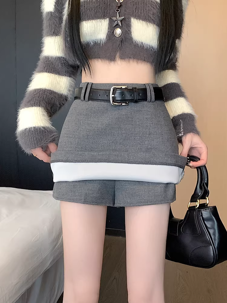 Váy len màu xám cho nữ, váy bút chì mùa thu đông, váy len chữ A lưng cao, váy mini hot girl.