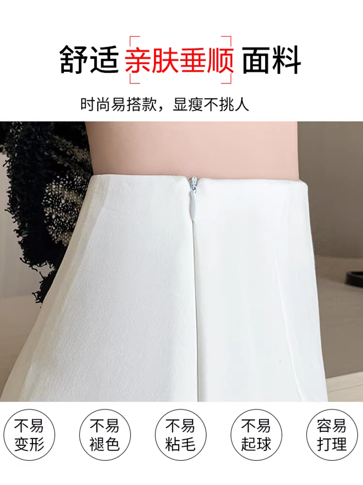 Váy màu xám cho nữ, váy quần xuân hè, váy giả hai mảnh, váy xếp ly lưng cao, váy mini chữ A.