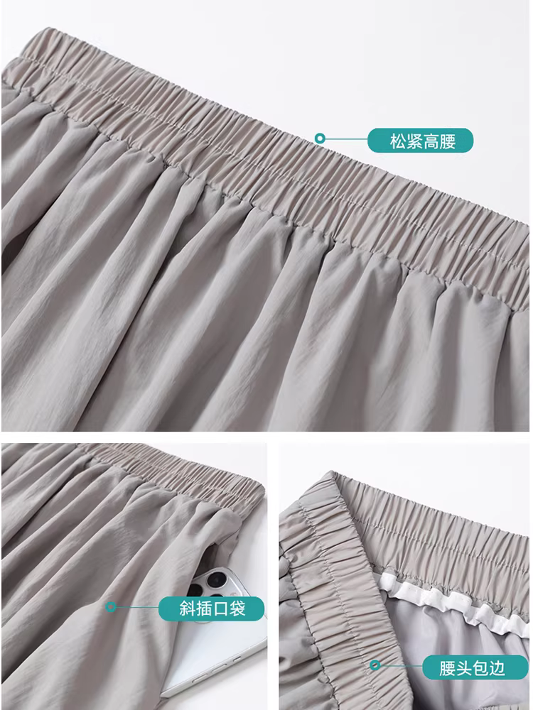 Váy midi màu xám dành cho nữ, phong cách mùa hè, váy xếp ly hoa có lưng thun, váy phồng, váy dáng chữ A thể thao giản dị.