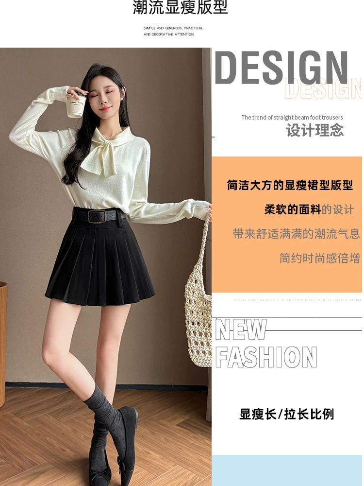 Váy len nâu xếp ly, váy chữ A thu đông nữ, váy rất xinh, váy JK, váy ngắn hot girl