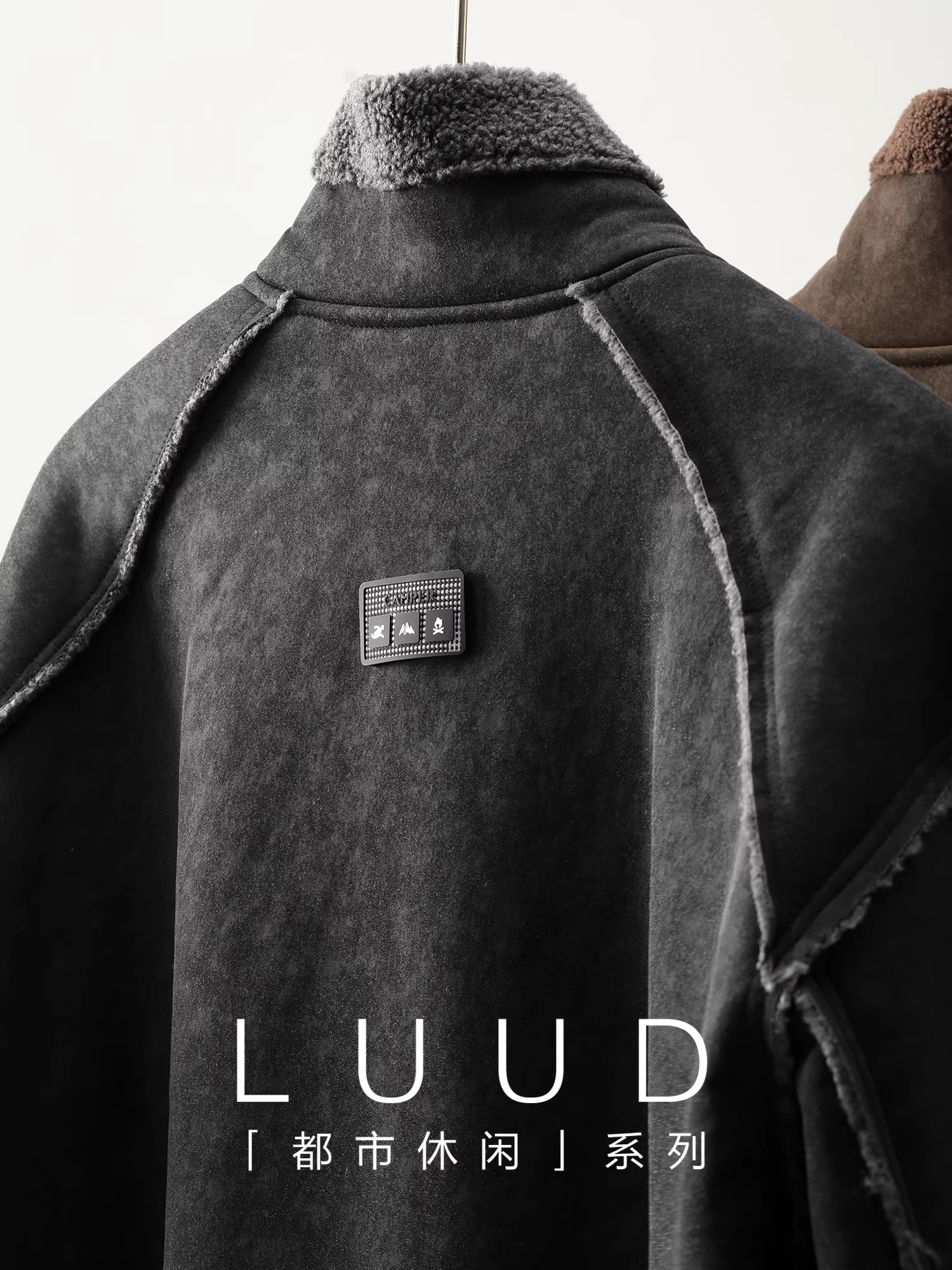 Áo khoác bomber lót lông cừu LUUD dành cho nam mùa đông dày dặn ấm áp lót lông cừu