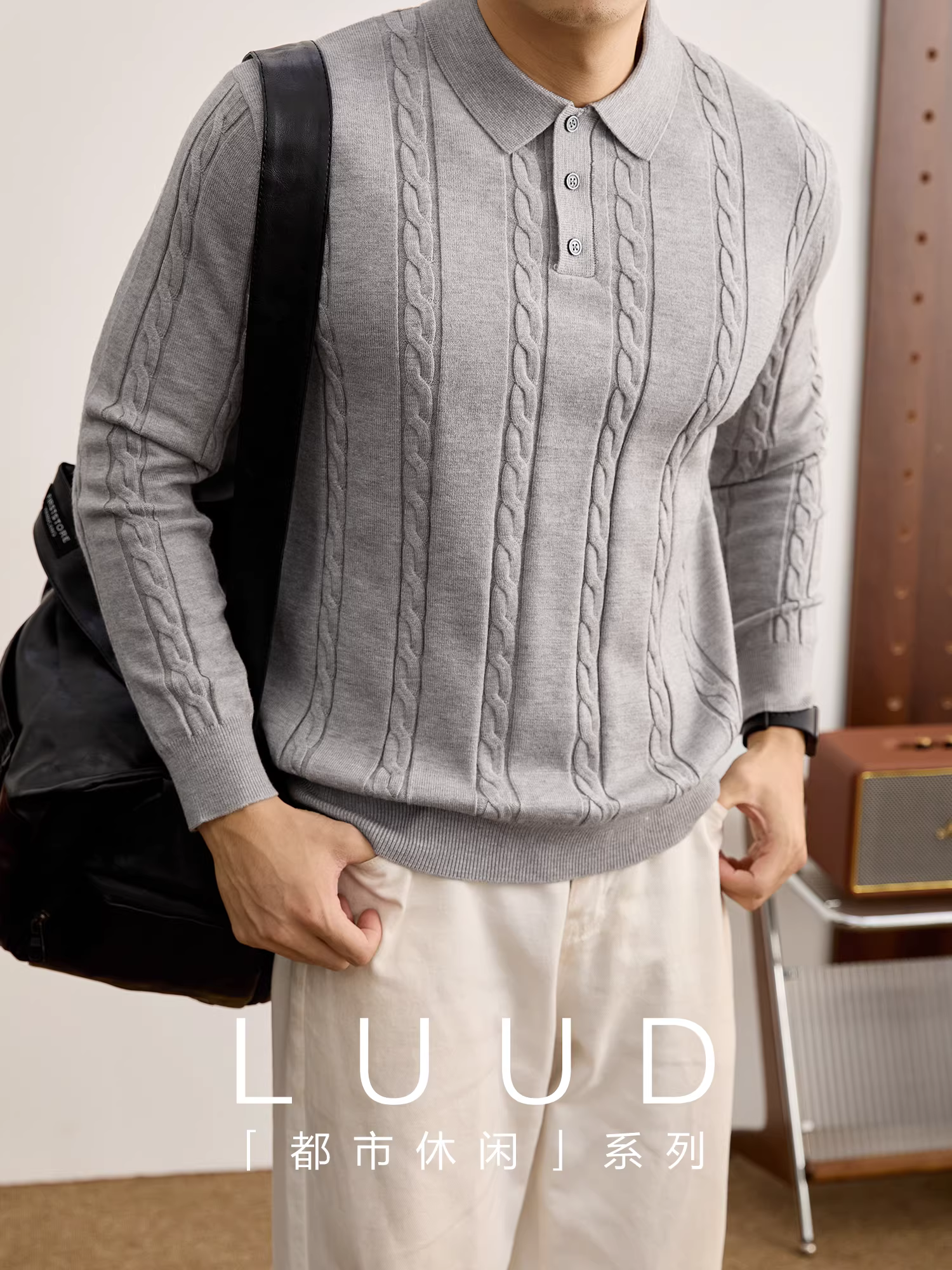 Áo len nam kiểu dáng cổ điển Mỹ, chất liệu dệt kim ba chiều, kiểu dáng cổ điển sang trọng, thích hợp cho mùa thu đông.