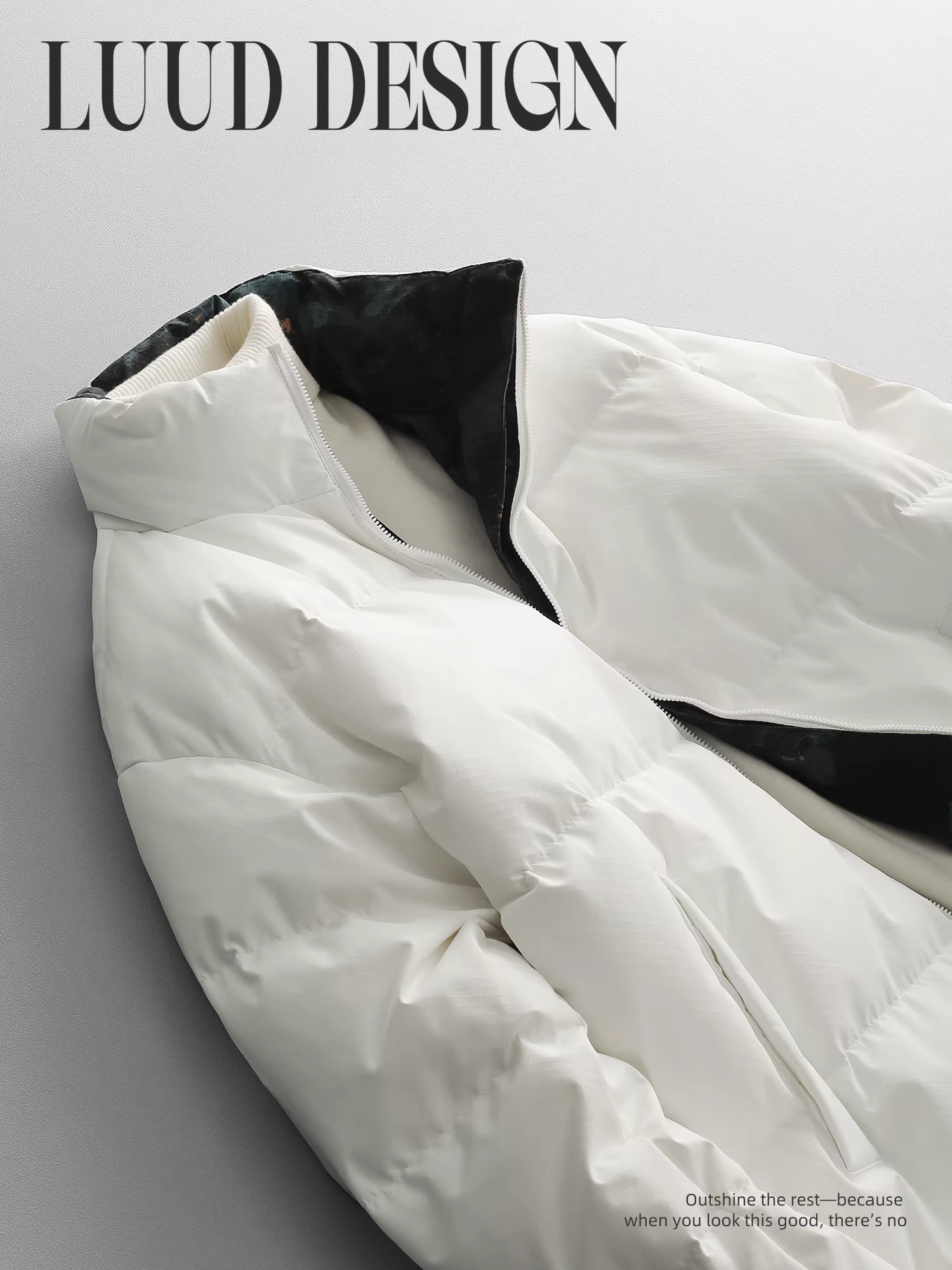 Áo khoác cổ đứng LUUD 90, áo khoác nam thời trang họa tiết kim cương, áo khoác mùa đông ấm áp và chống lạnh