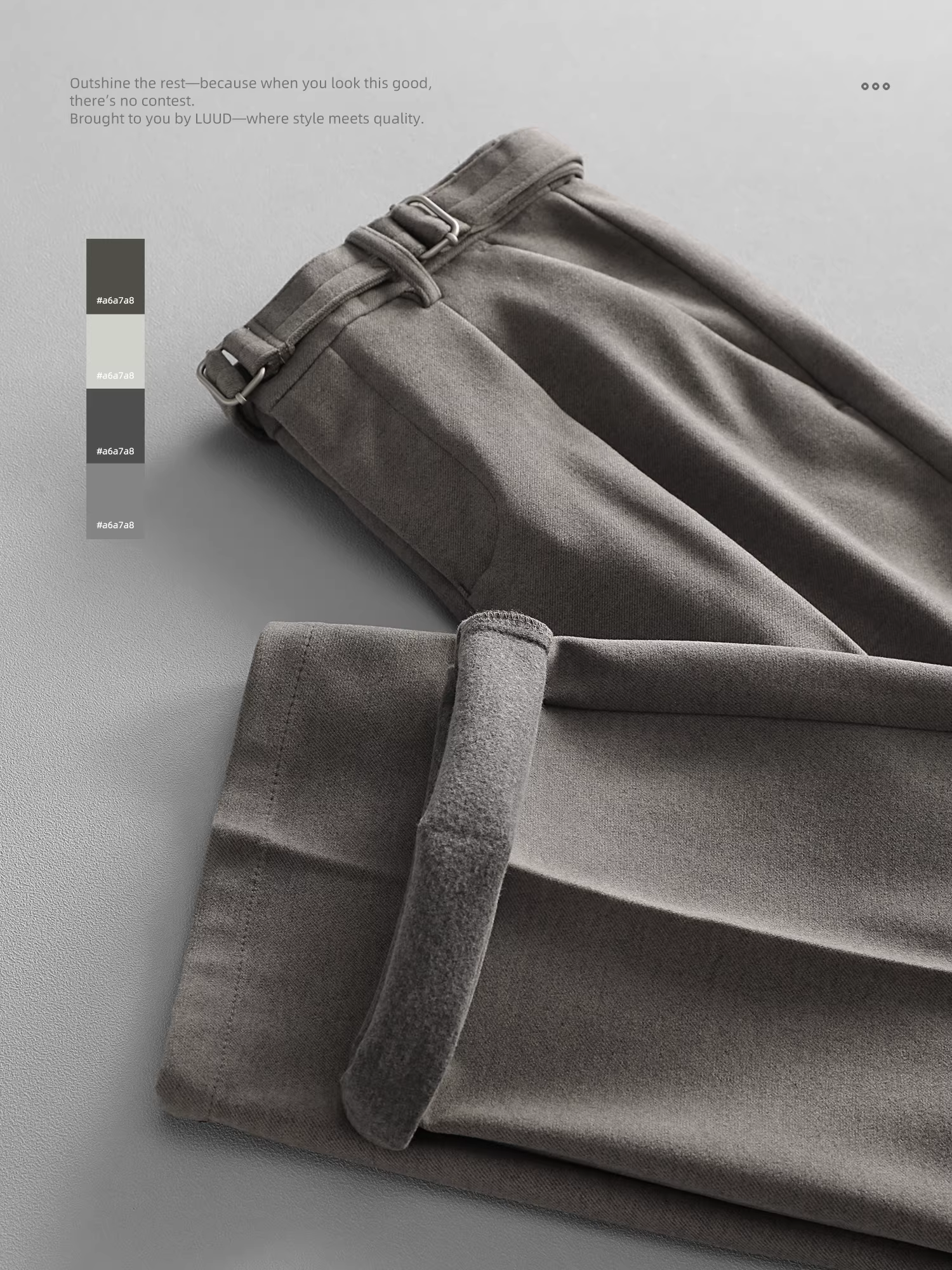 Quần len ấm áp LUUD dành cho nam, quần ống đứng chải kỹ cao cấp có cạp lưng bán co giãn, quần dài thường ngày