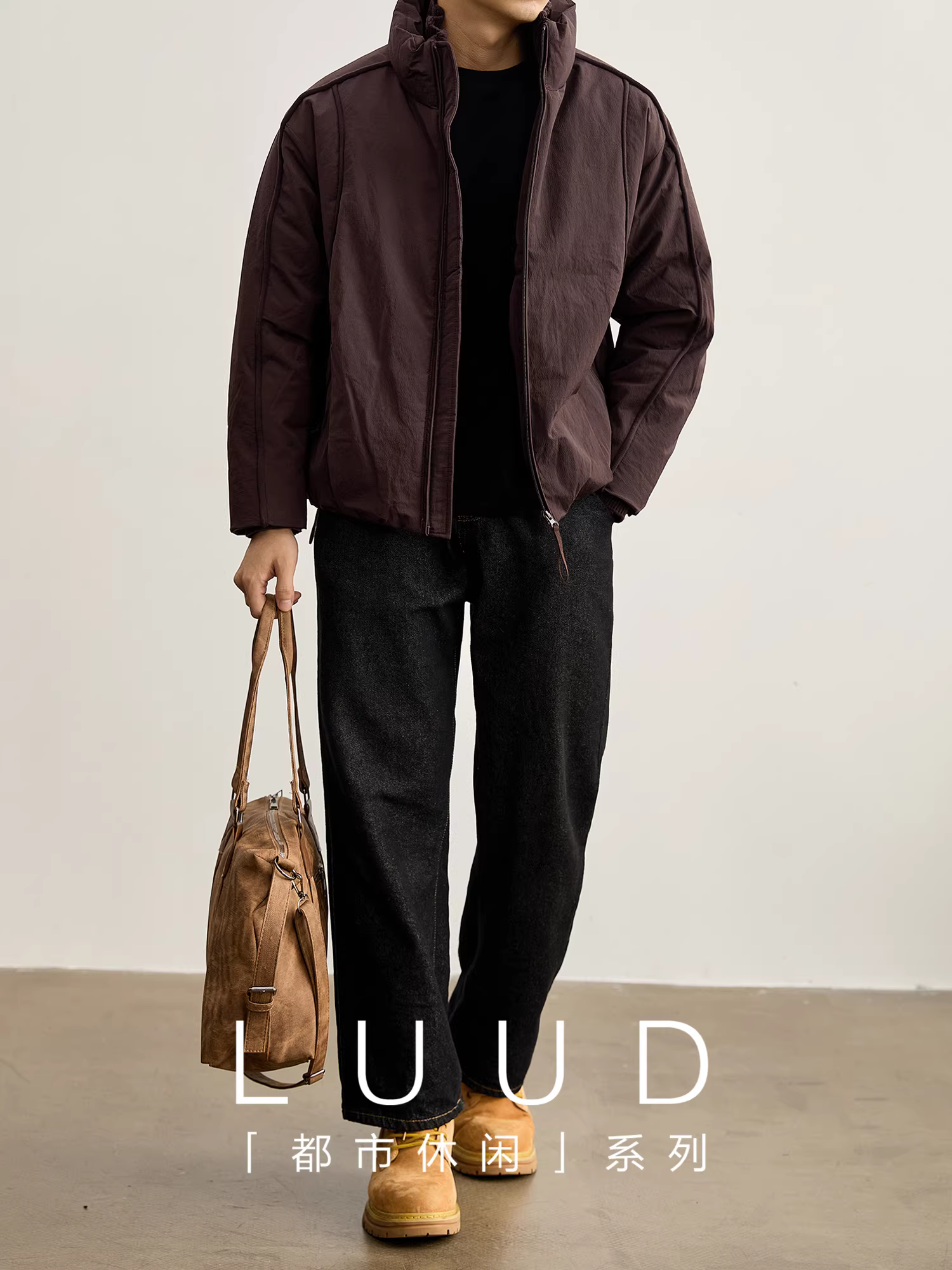 Áo khoác lông vũ LUUD Melard phong cách retro 90 với thiết kế dệt kim và cổ áo hai lớp.