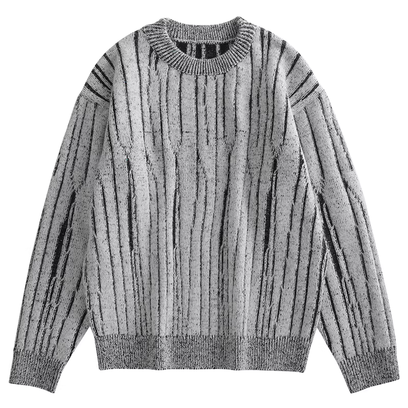 Ưu đãi đặc biệt: Áo len dệt kim cao cấp phối màu cổ điển mùa đông với thiết kế sọc, phong cách Hàn Quốc, áo len cổ tròn ấm áp chất lượng cao.