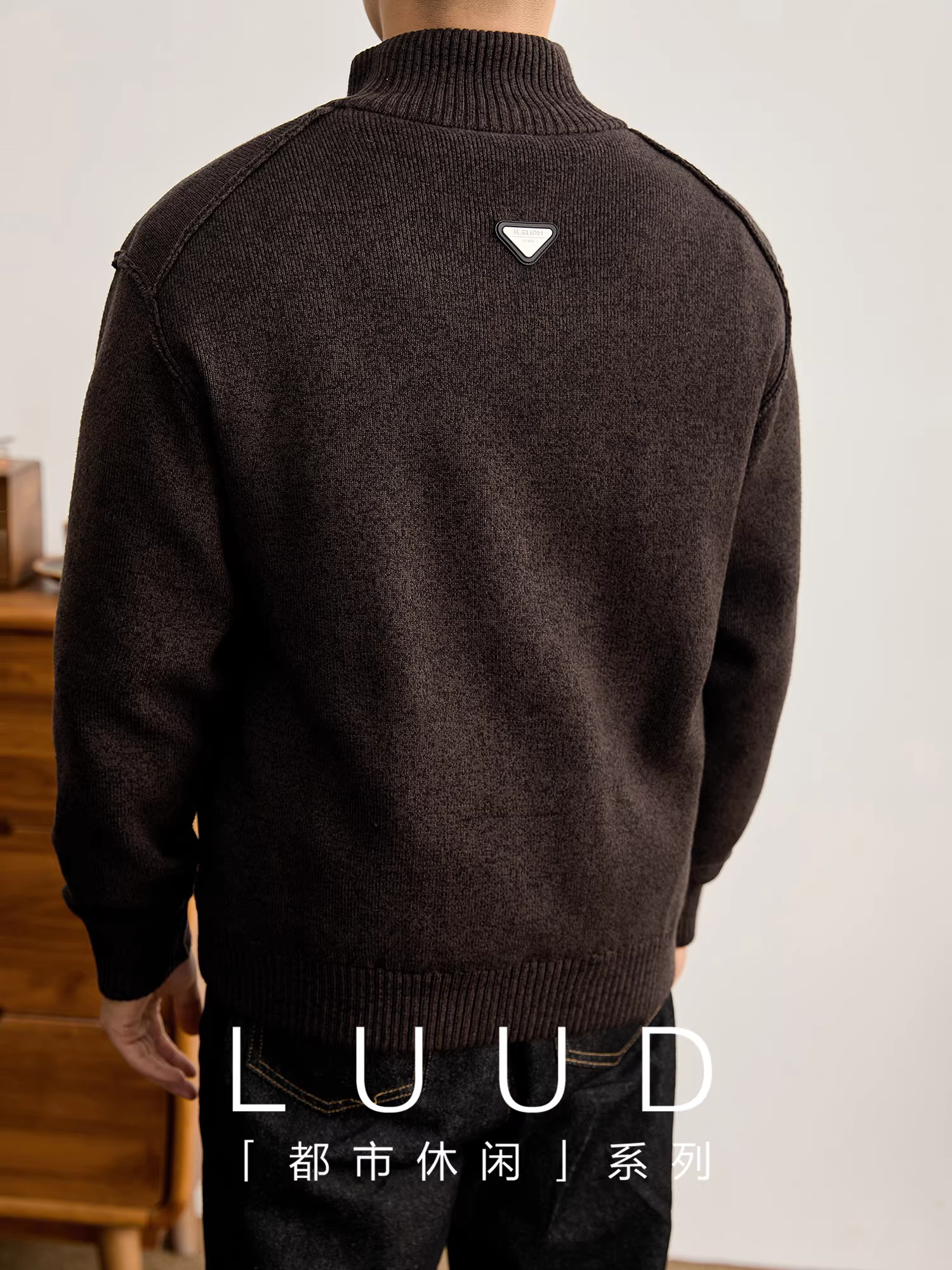 Áo khoác dày dặn có cổ đứng LUUD dành cho nam, áo khoác len có đường khâu ngược mùa đông 90% áo len lông vịt