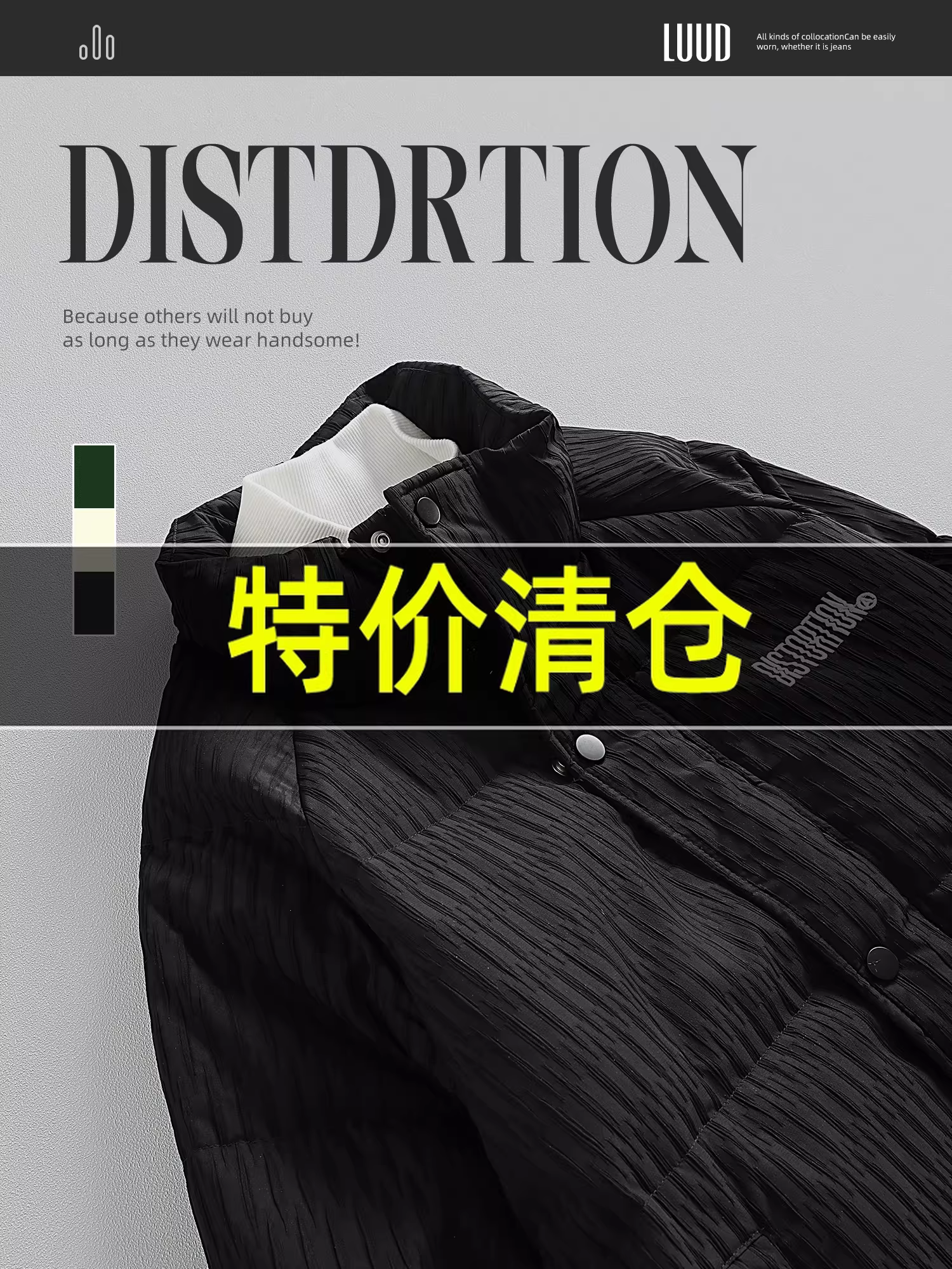 Ưu đãi đặc biệt: Áo khoác cổ đứng mùa đông với thiết kế thêu phía sau, thiết kế họa tiết xếp ly thời trang, áo khoác phao ấm áp dành cho nam.
