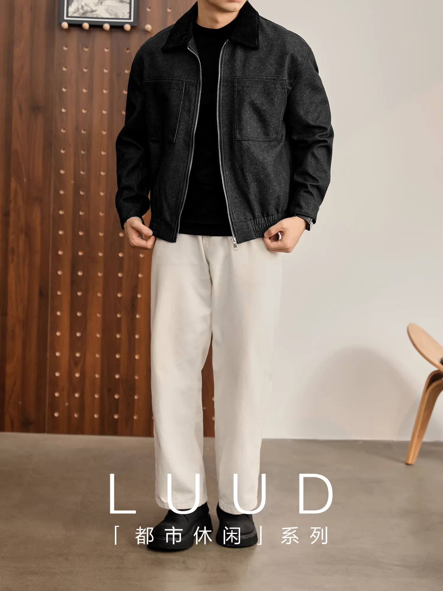 Áo khoác nam chất liệu corduroy cao cấp, kiểu dáng lịch lãm, có túi vá đôi, kiểu dáng ngắn, thích hợp cho mùa đông.