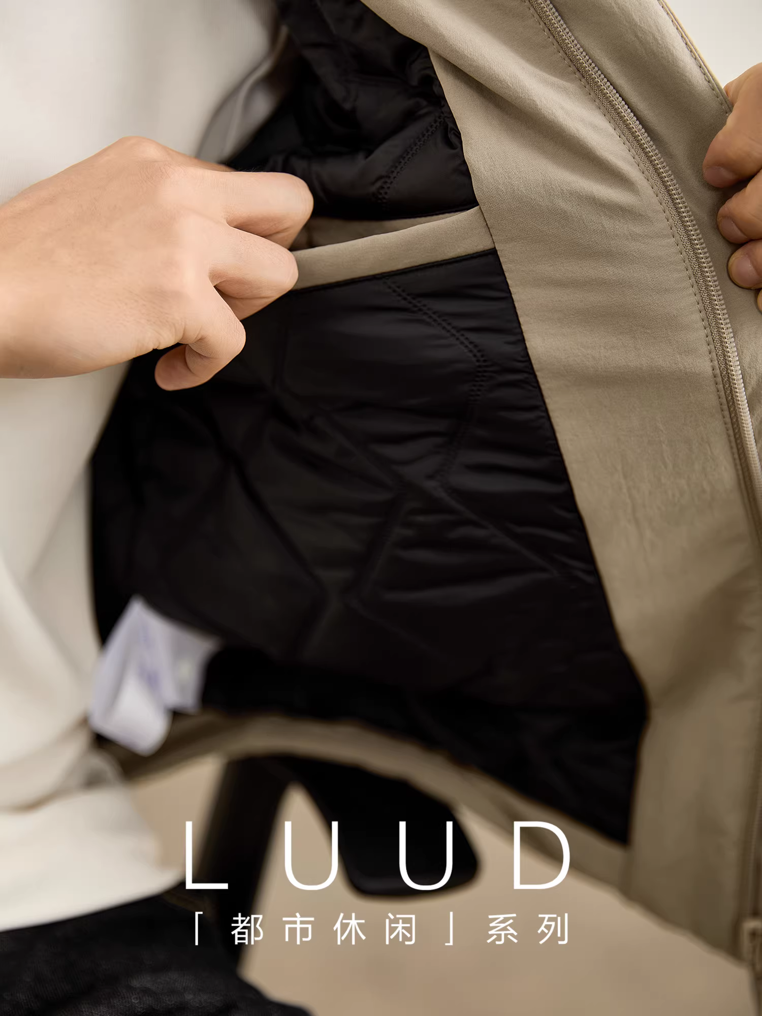 Áo khoác nam kiểu dáng đơn giản LUUD, chất liệu cotton may chần, cổ trụ, giữ ấm mùa đông, chống gió.