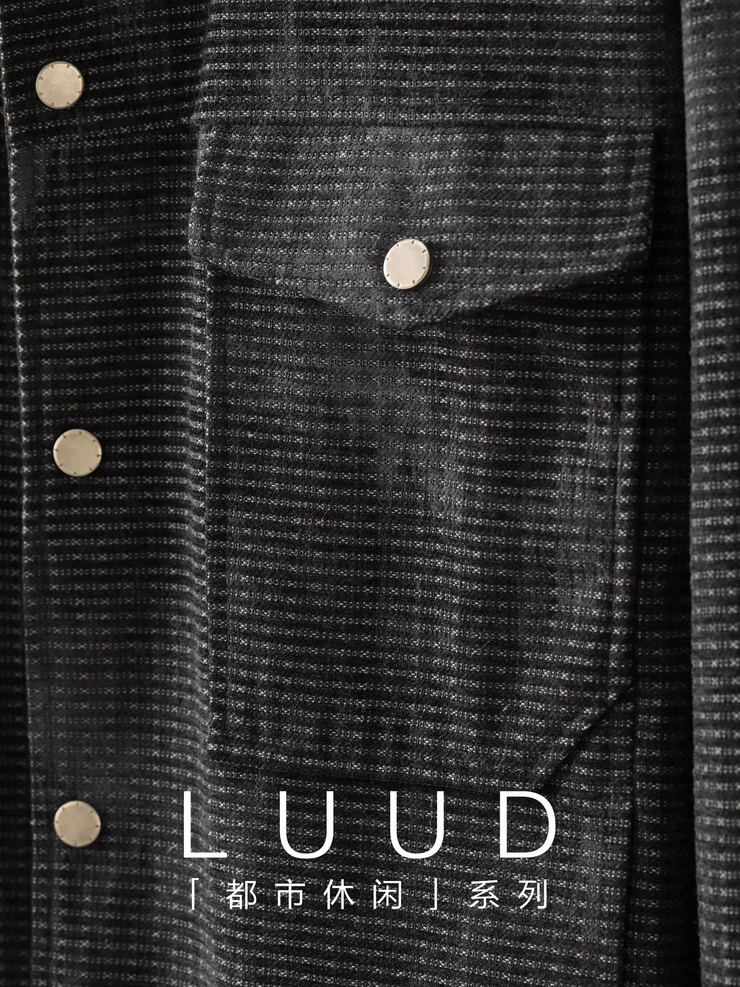 Áo khoác nam mùa đông chất liệu da PU phối vải jacquard sọc LUUD, nhiều túi, cổ áo da, kiểu dáng đa năng