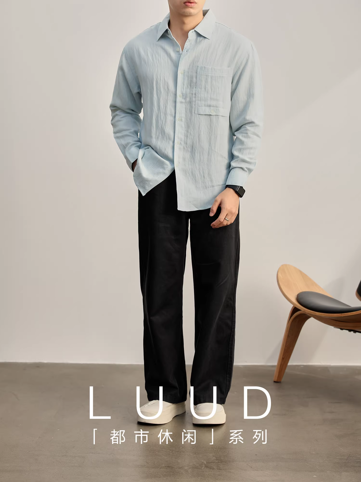 Áo sơ mi dài tay nhăn kiểu dáng nghệ thuật LUUD dành cho nam, áo sơ mi vải lanh lyocell tencel, áo khoác mỏng