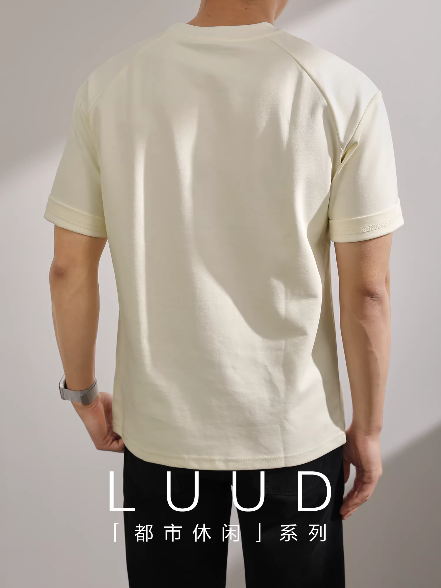 Áo thun nửa tay trang sức kim loại cao cấp LUUD dành cho nam, áo thun ngắn tay cổ tròn tay raglan chắp vá mùa hè