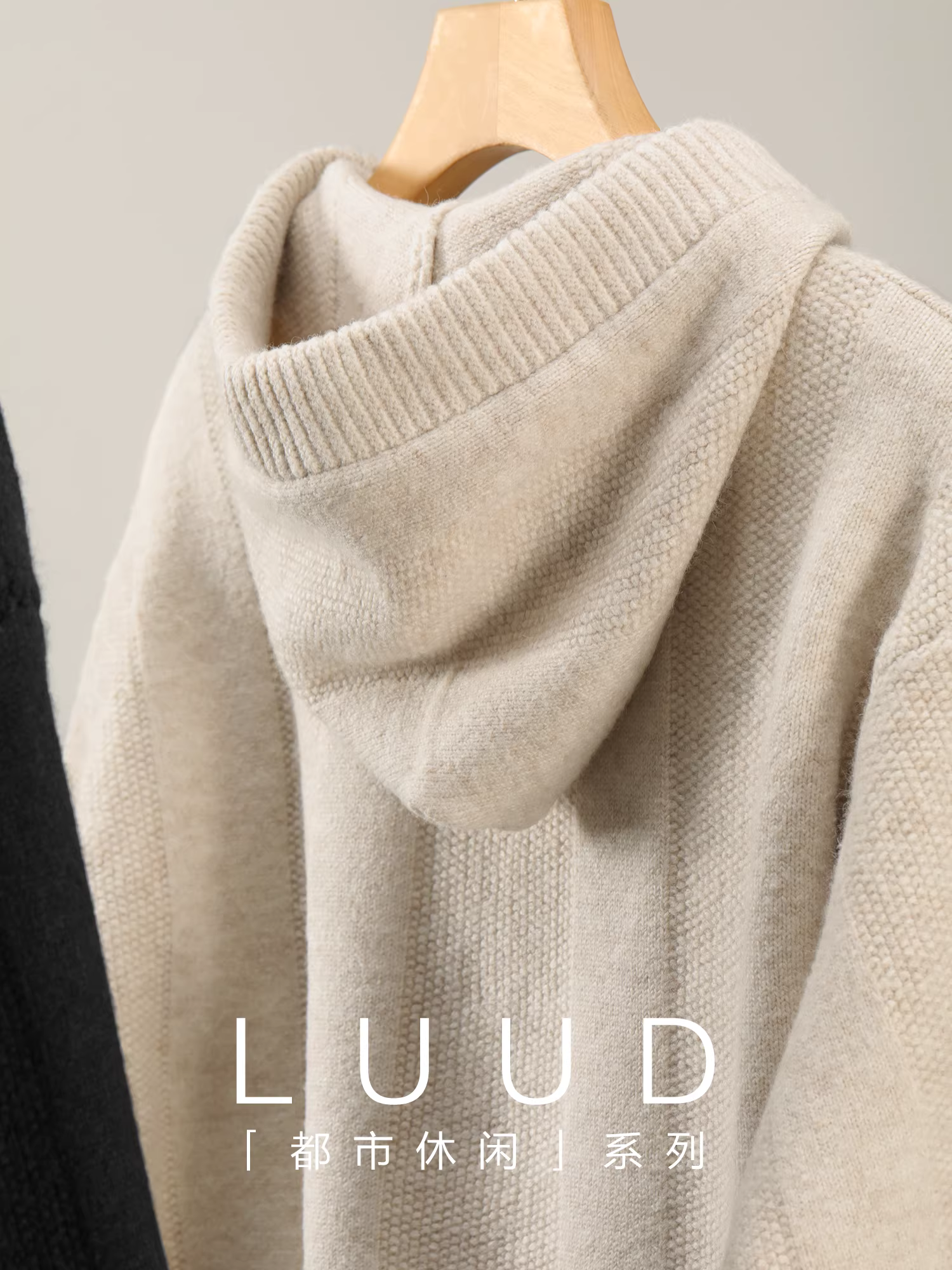 Áo len có mũ trùm đầu bằng len pha chất liệu LUUD dành cho nam, kiểu dáng dịu dàng dành cho bạn trai, chất liệu dệt kim mềm mại 760g