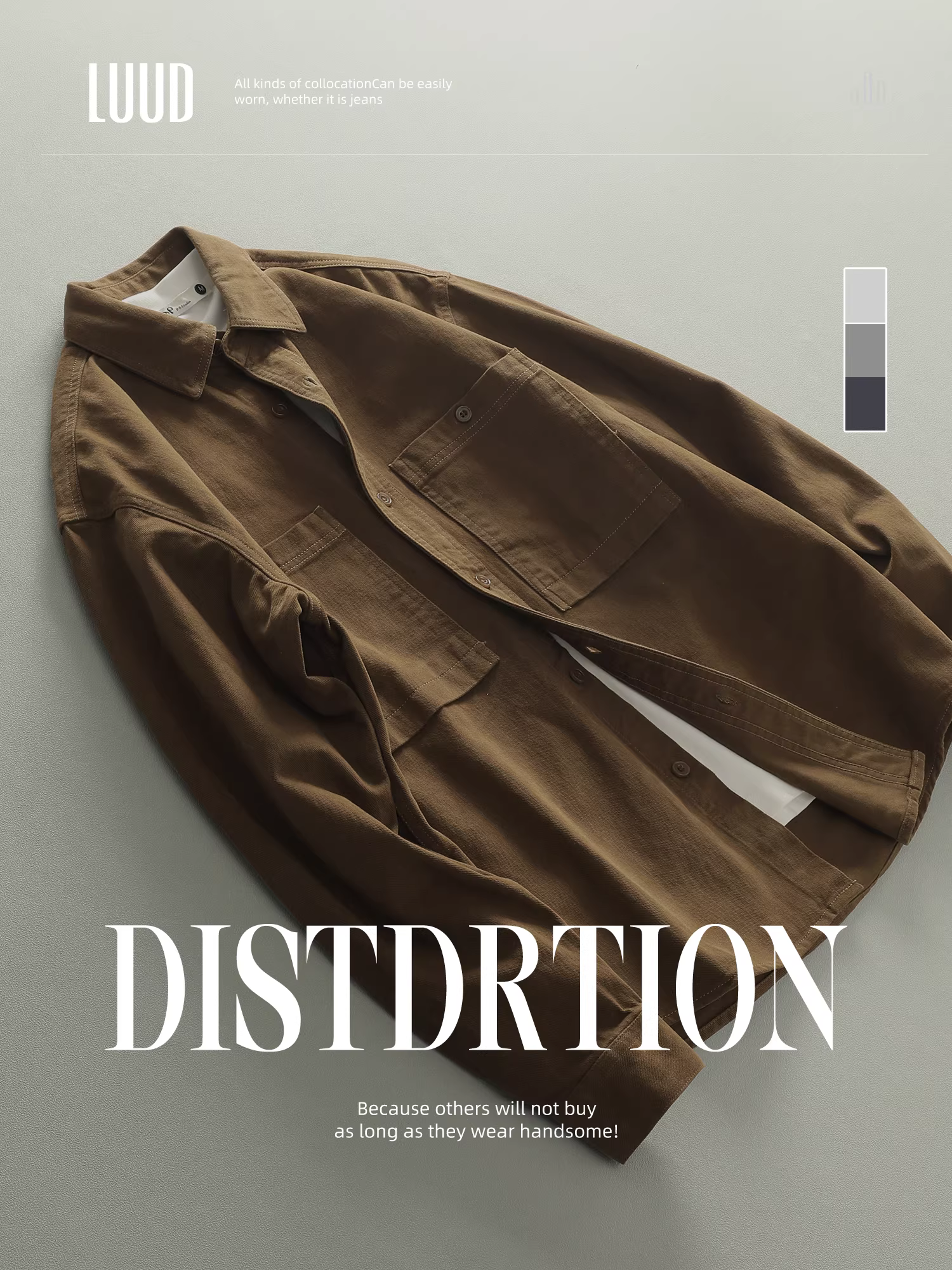 Ưu đãi đặc biệt: Áo sơ mi nam chất liệu cotton nguyên chất kiểu dáng công sở, áo sơ mi dài tay đa năng mặc ngoài mùa thu có hai túi vá, áo sơ mi phối lớp cho nam.