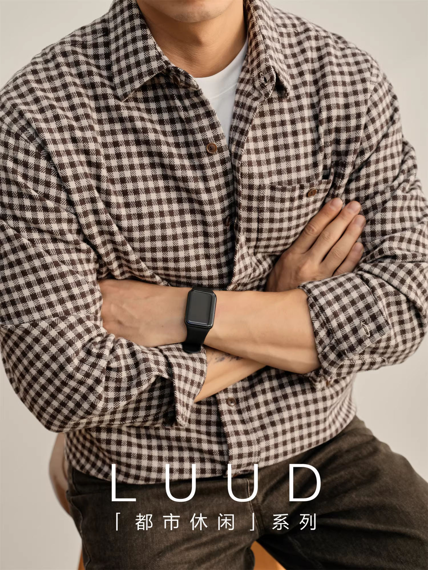 Áo khoác sơ mi len phong cách cổ điển sang trọng 100% cotton nguyên chất LUUD dành cho nam, chất liệu dày dặn, kẻ caro thời thượng