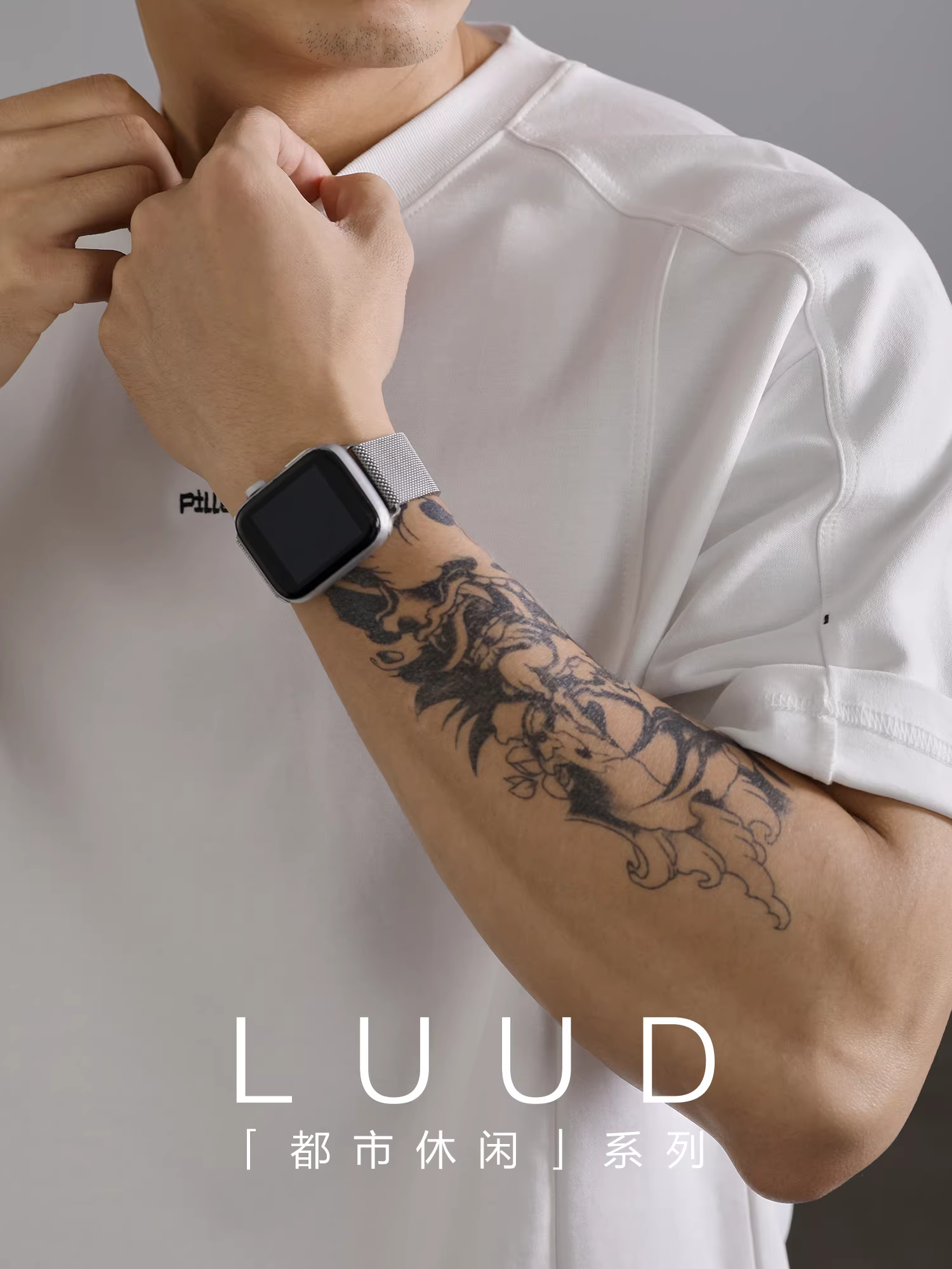 Áo thun cổ tròn thiết kế chắp vá LUUD dành cho nam, áo thun ngắn tay thêu hợp thời trang mùa hè, đa năng, thoáng khí, thông thường