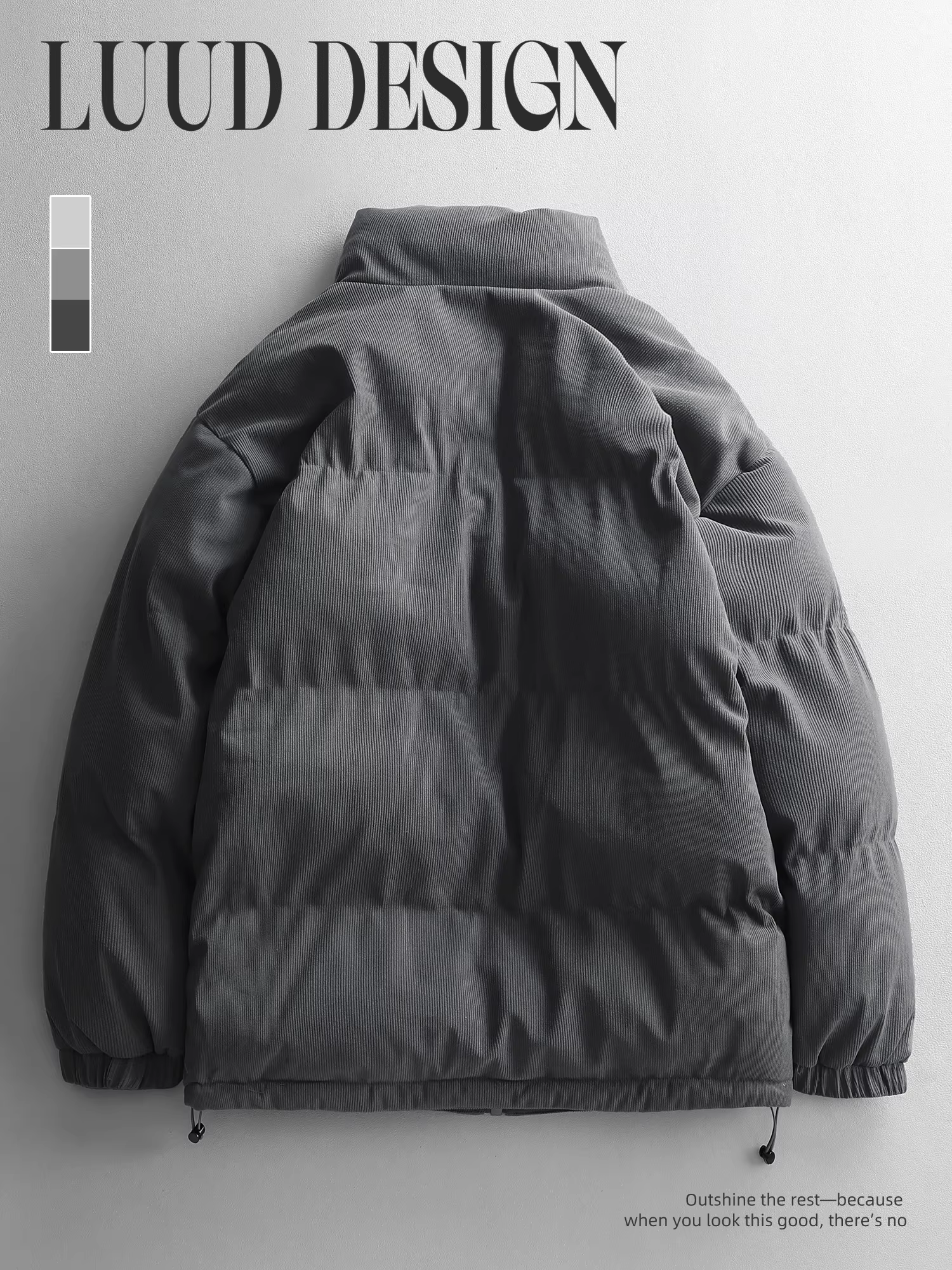 Áo khoác cotton có gân LUUD dành cho nam, áo khoác cotton ấm áp thương hiệu hợp thời trang mùa đông, áo khoác phao cổ đứng dày dặn.