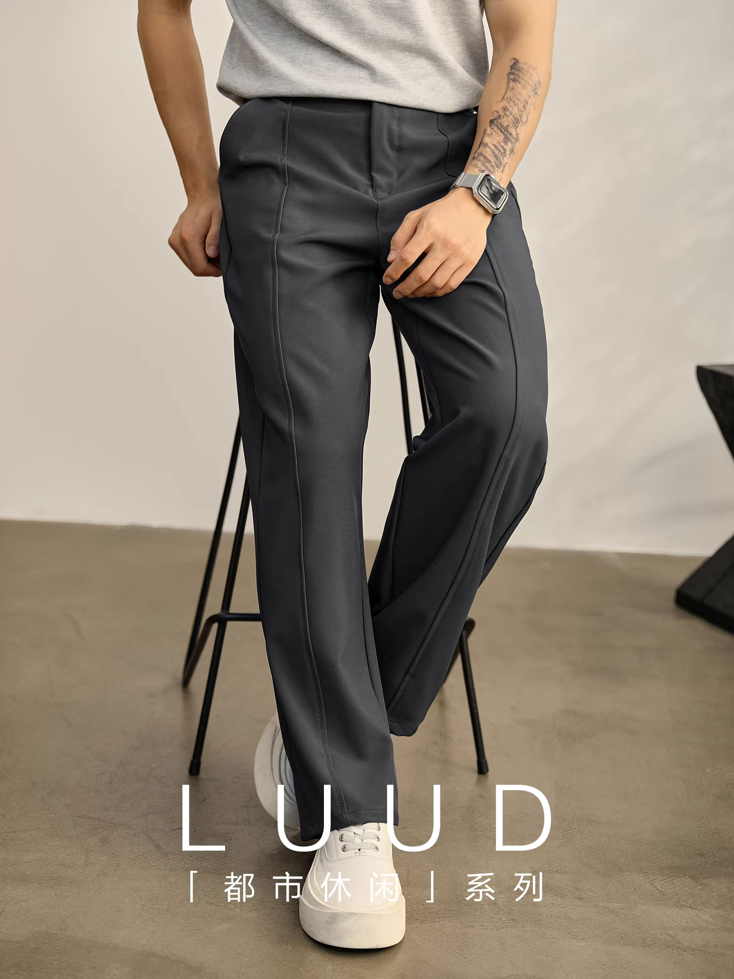 Quần tây ống đứng cao cấp LUUD dành cho nam, may ba chiều mùa hè, quần tây thông thường đa năng kiểu Hàn Quốc