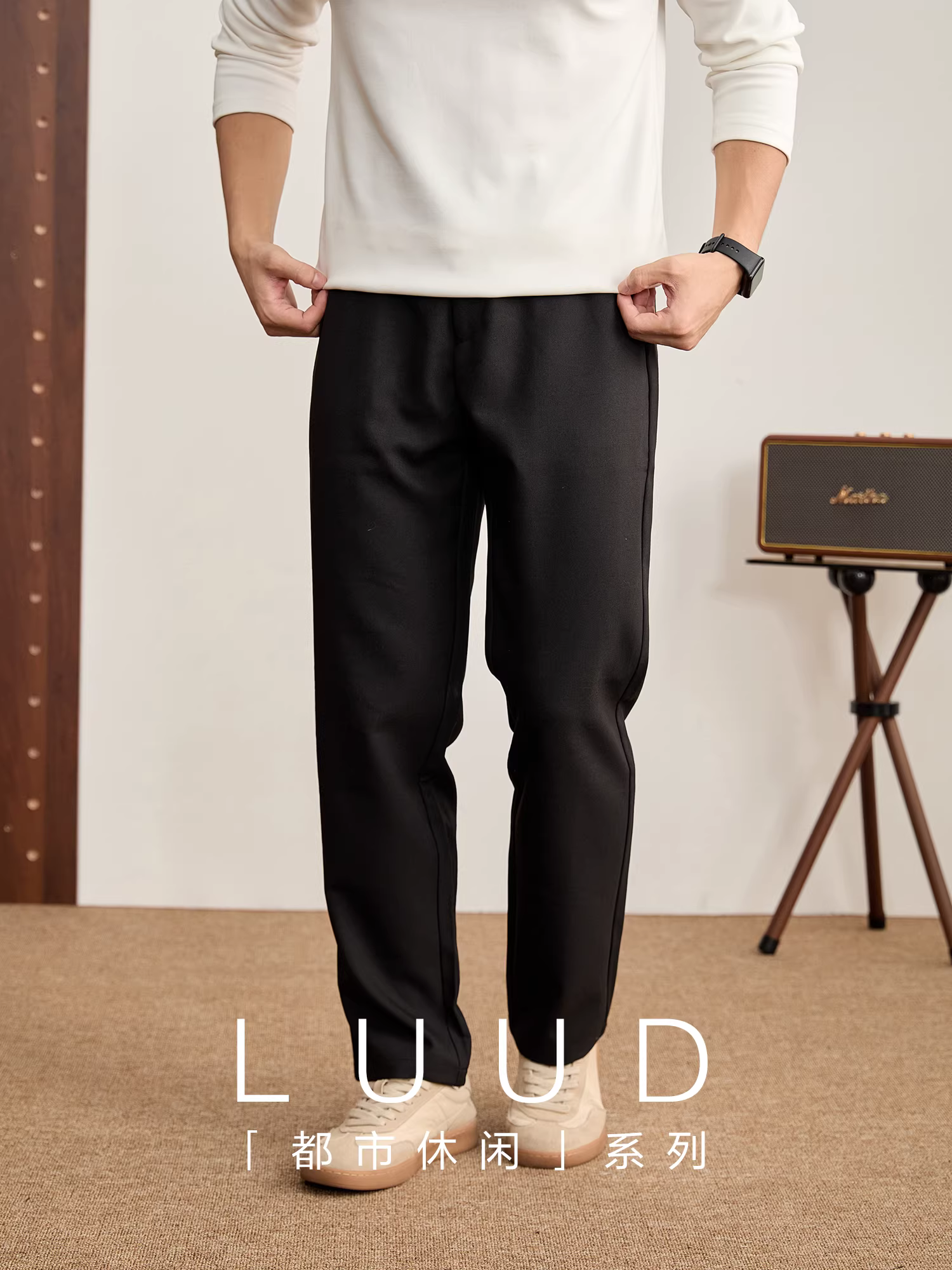 Quần âu nam đen cao cấp LUUD dáng ôm thẳng, may ba chiều, quần âu dáng rộng thoải mái cho mùa thu đông.