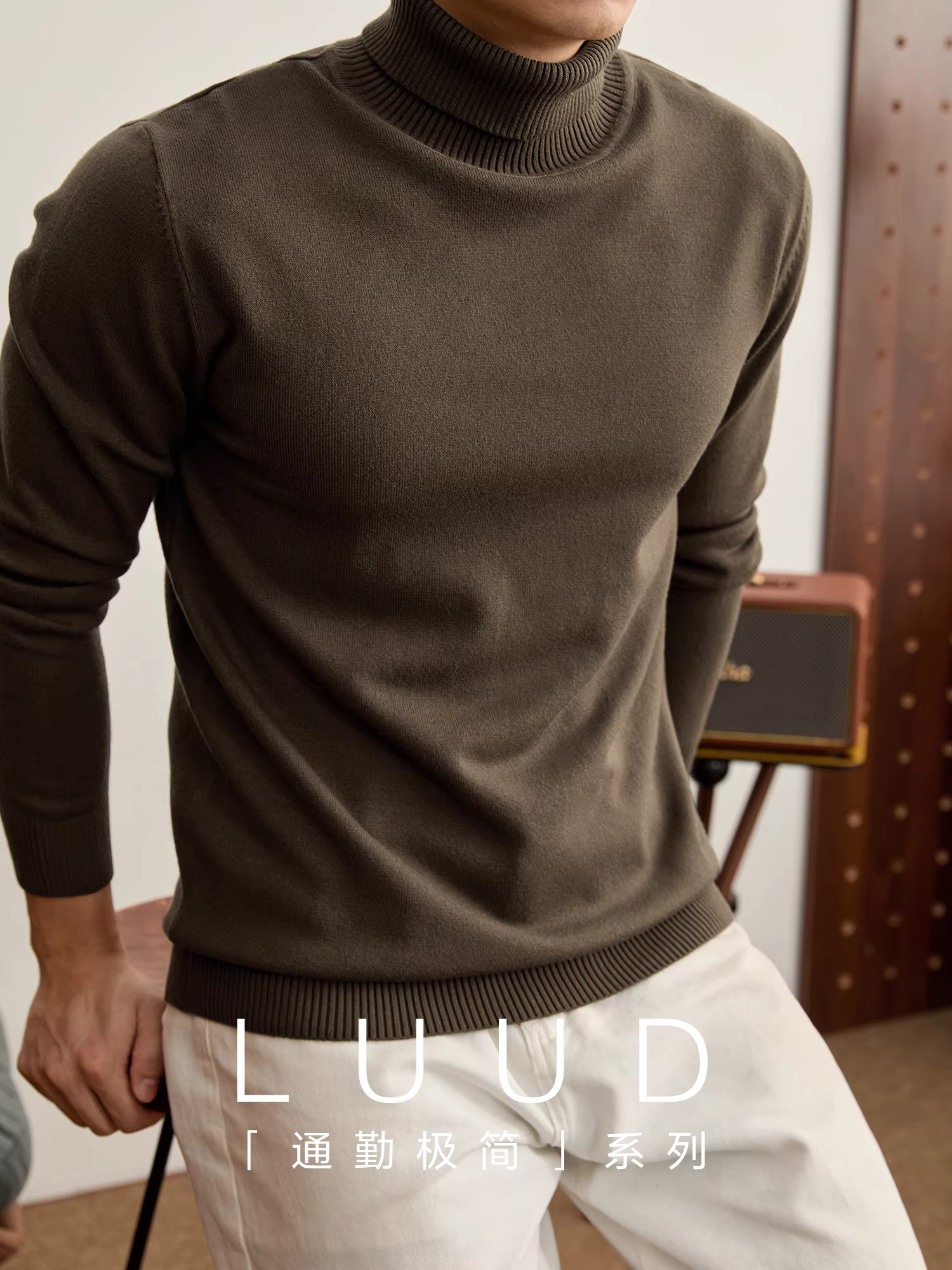 Áo len Modal thanh lịch dành cho quý ông LUUD dành cho nam giới, giữ ấm mùa thu đông, chống lạnh, áo len cổ lọ có thể chuyển đổi.