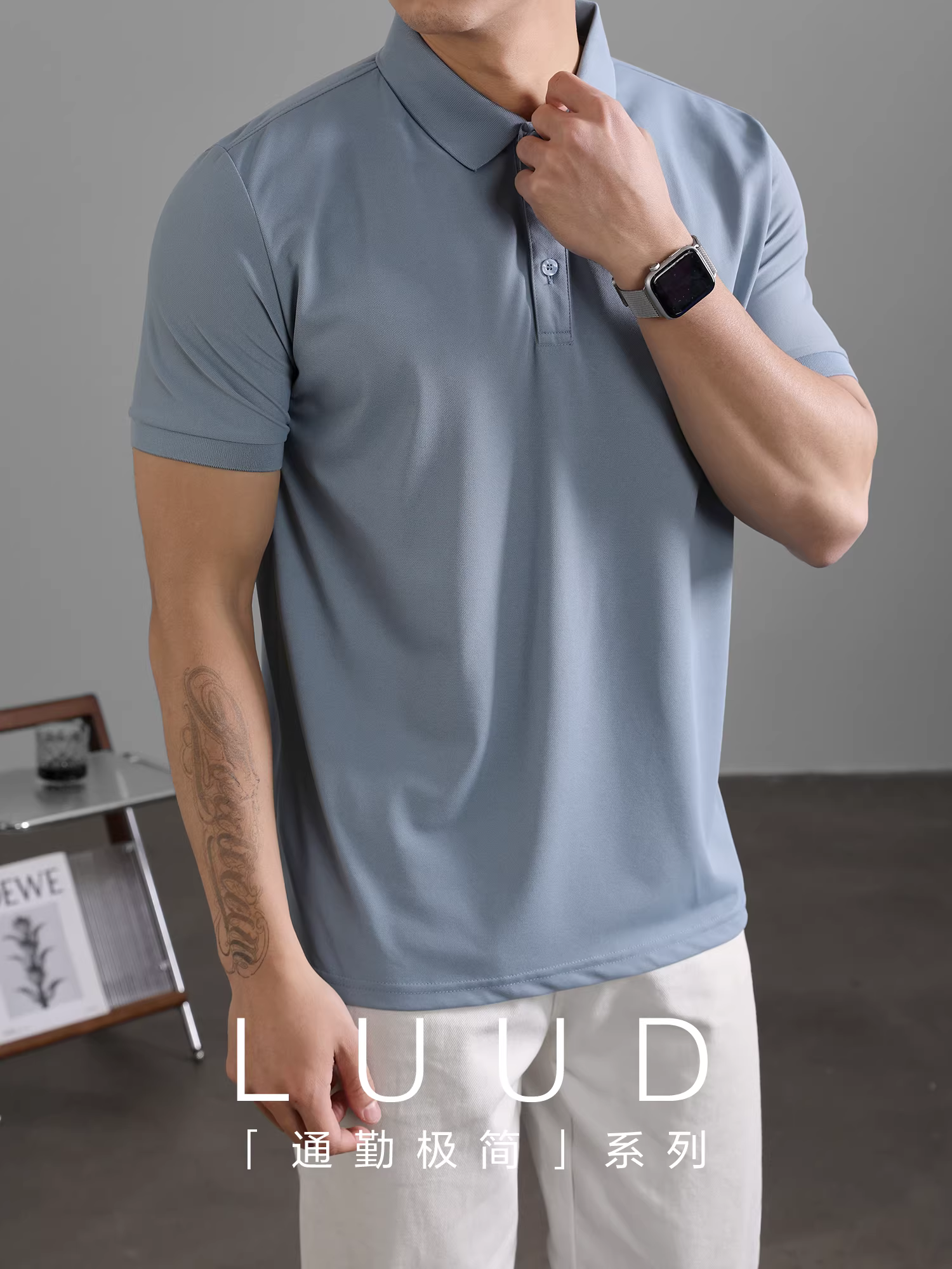 Áo polo nam LUUD đa năng, dáng ôm, tay ngắn, cổ điển, chất liệu thoáng khí, thấm hút mồ hôi, thời trang.