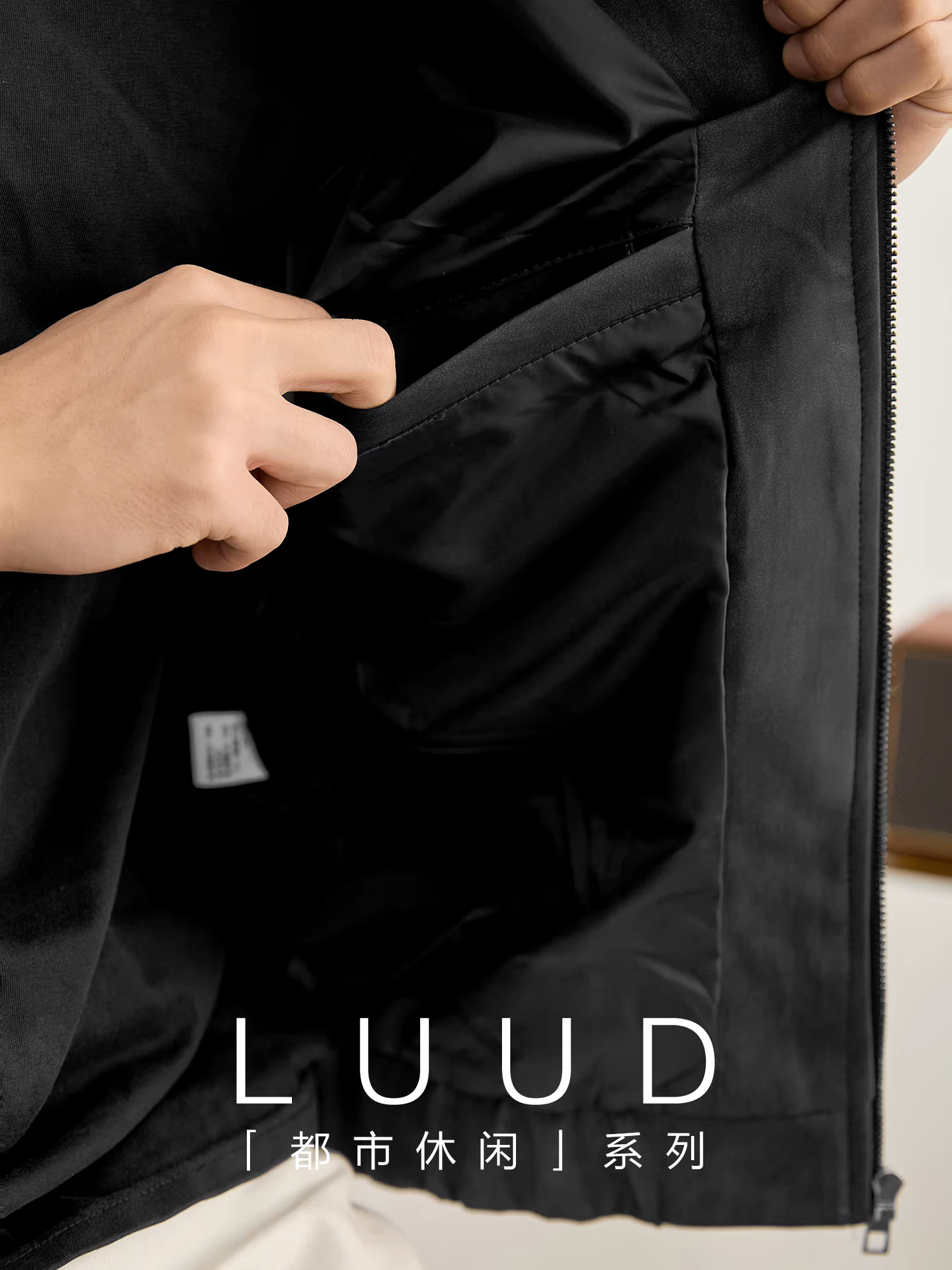 Áo khoác chống gió bằng da PU phong cách đường phố LUUD dành cho nam mùa đông Thiết kế có nắp lật có túi giả Áo khoác thường ngày hợp thời trang
