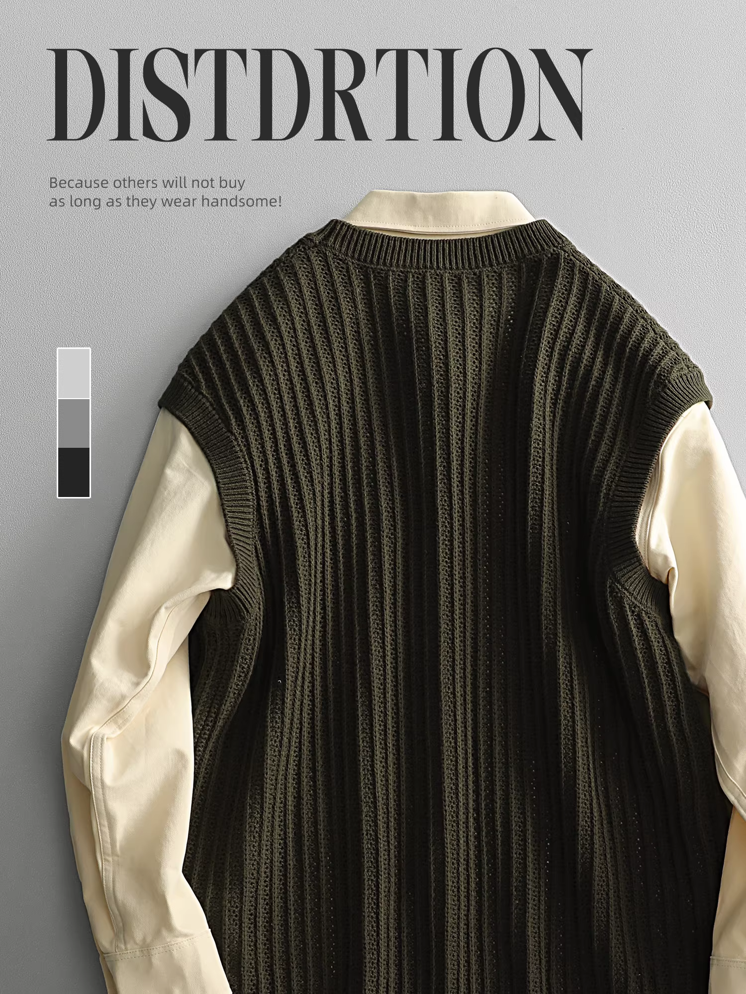 Ưu đãi đặc biệt: Áo gile dệt kim sọc jacquard không tay, áo gile len không tay trẻ trung, áo gile len nhiều lớp kiểu công sở dành cho nam.