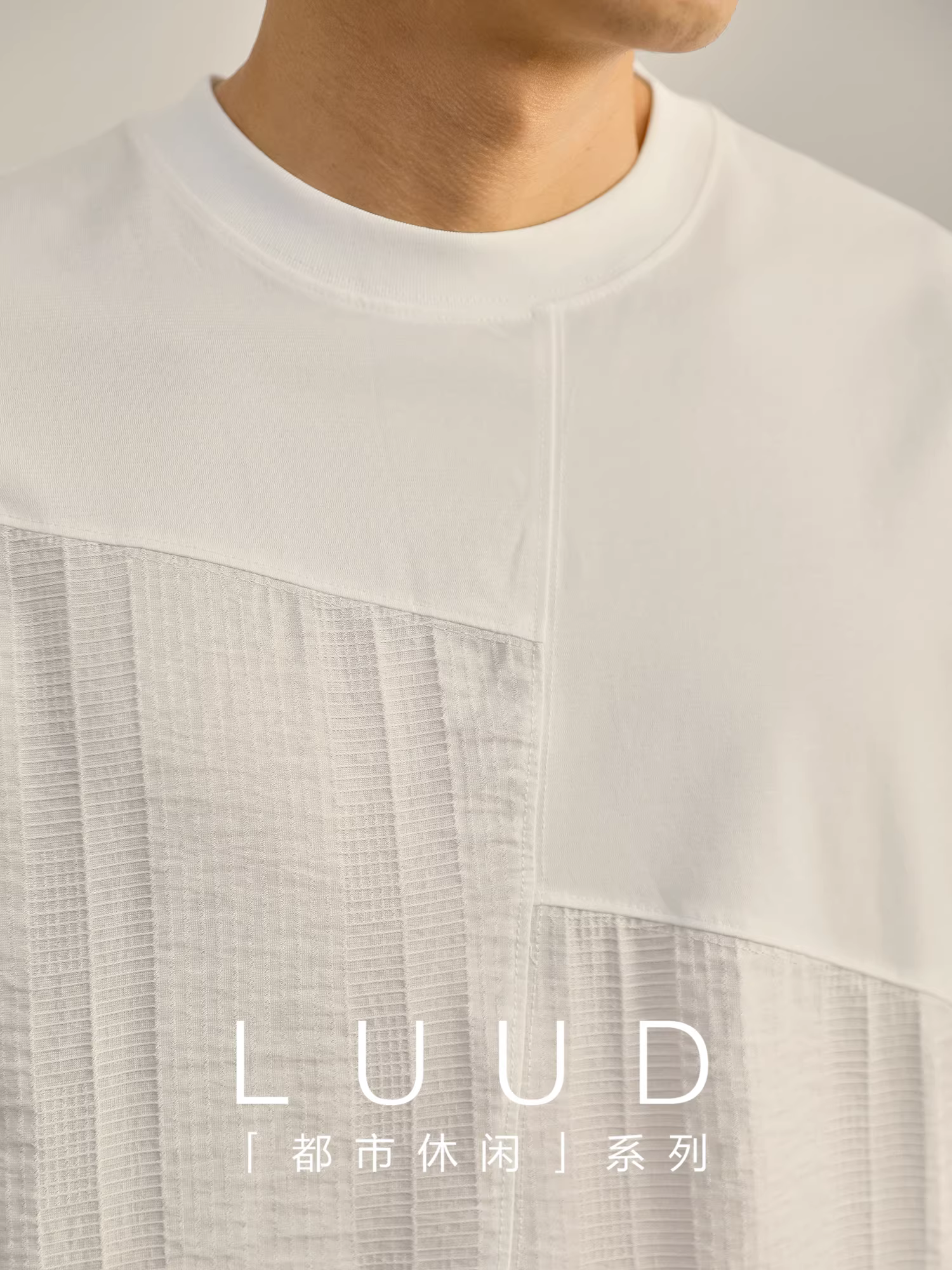 Áo thun thiết kế vải có họa tiết sang trọng nhẹ nhàng LUUD dành cho nam, áo sơ mi ngắn tay cổ tròn đơn giản, hơi rộng, đa năng