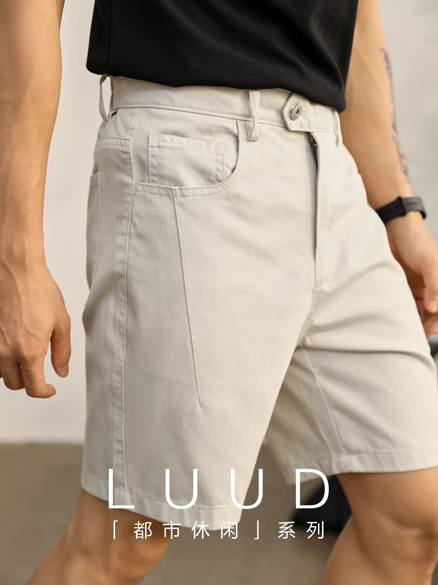 Quần short nam dáng thẳng kiểu dáng giản dị của LUUD quần short nam dáng thẳng mùa hè thân thiện với làn da lyocell thời trang quần dài vừa phải